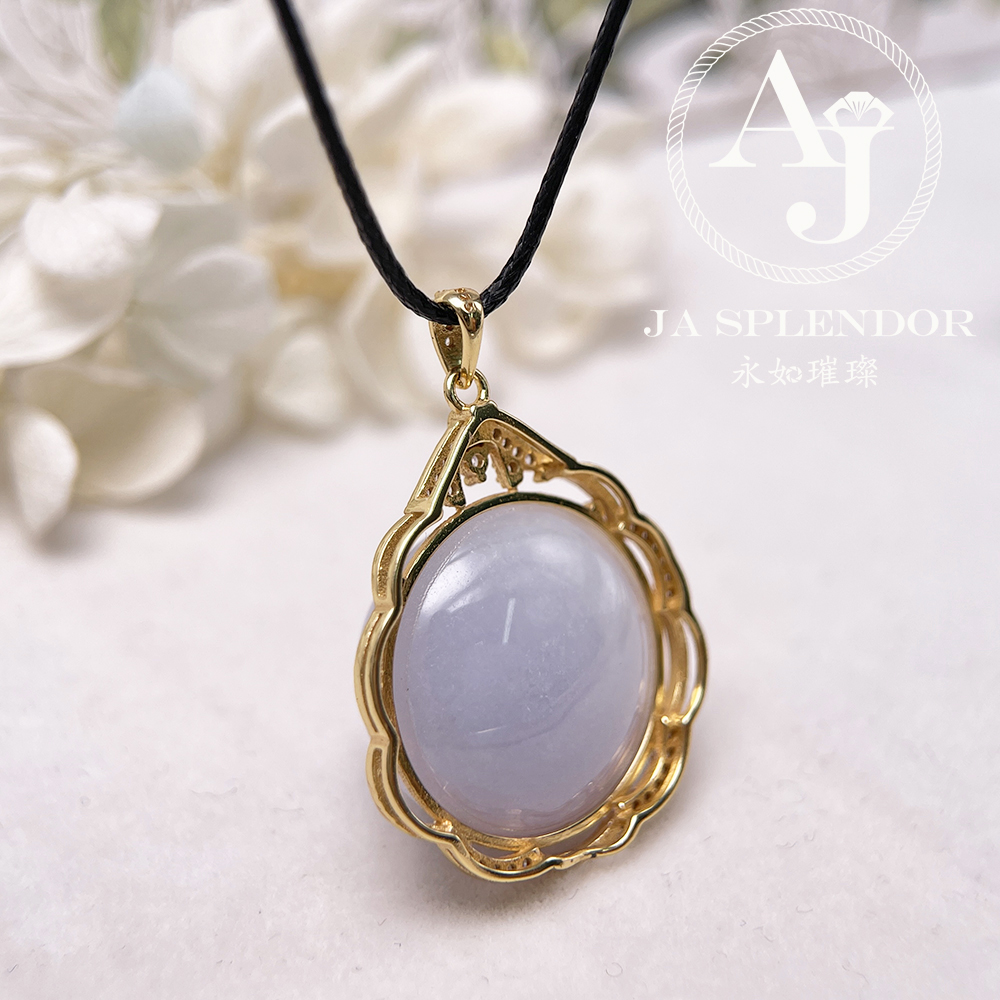 JNS-44 天然翡翠A 冰潤紫羅蘭大蛋面厚莊吊墜