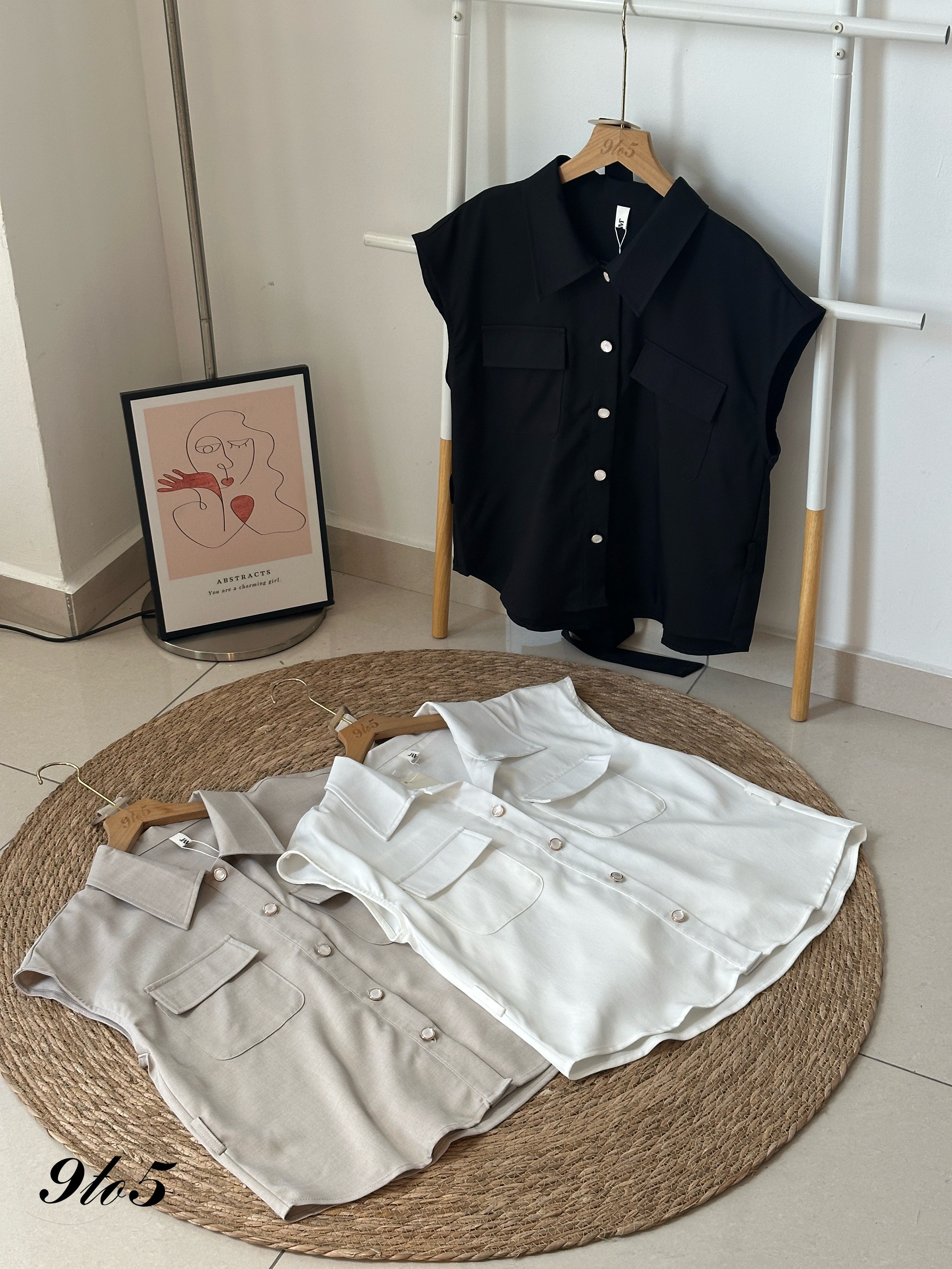 T4027 Sleeveless Pocket Shirt - 3 Colors