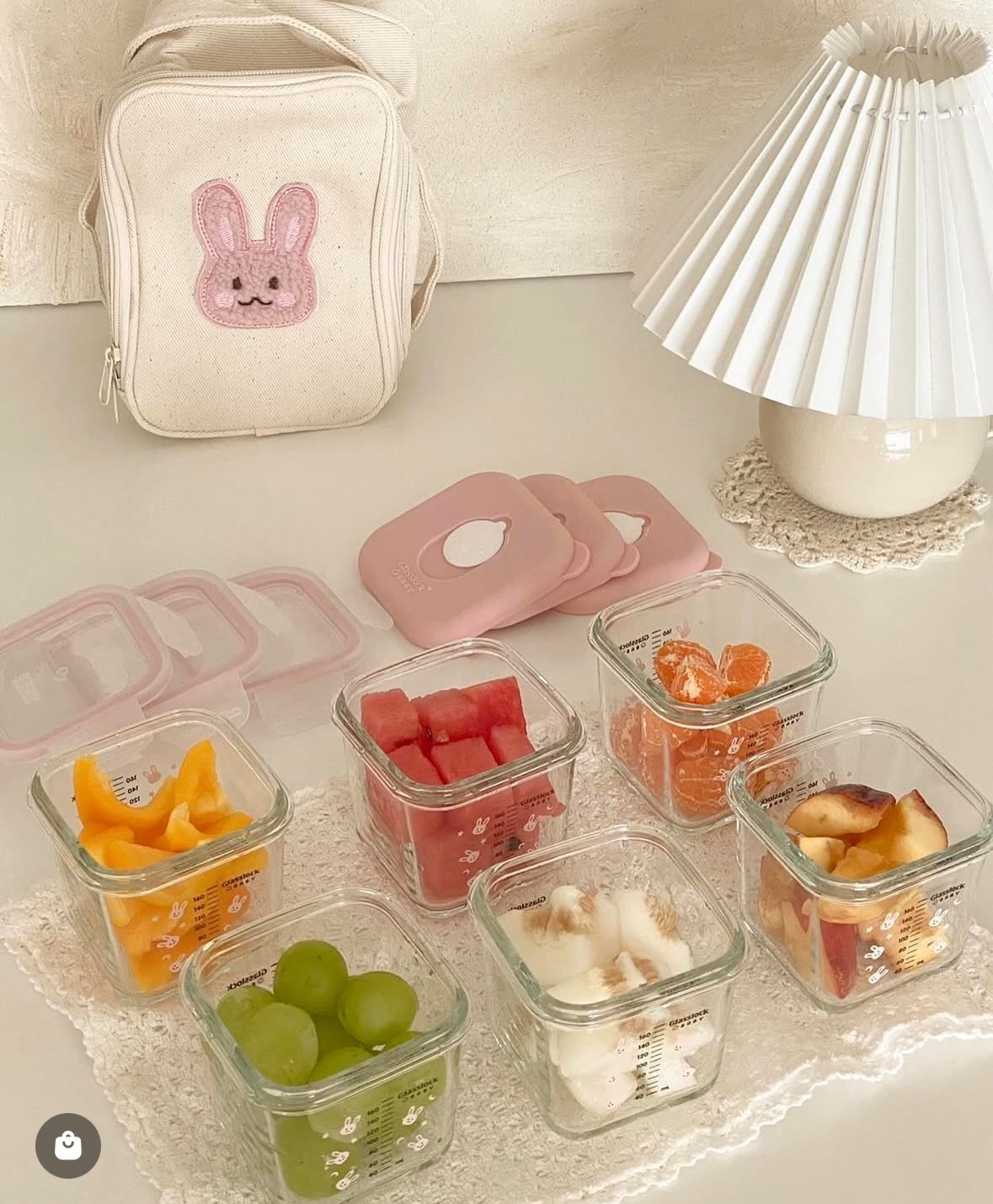 vivienda x glasslock 6 個混合分級嬰兒 食品容器和保冷袋套裝 (兔仔）