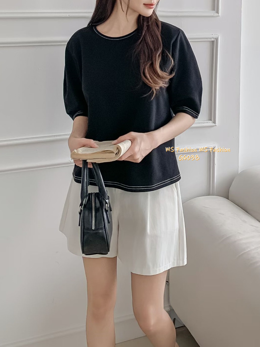 G6038 韓國🇰🇷明線泡泡袖top