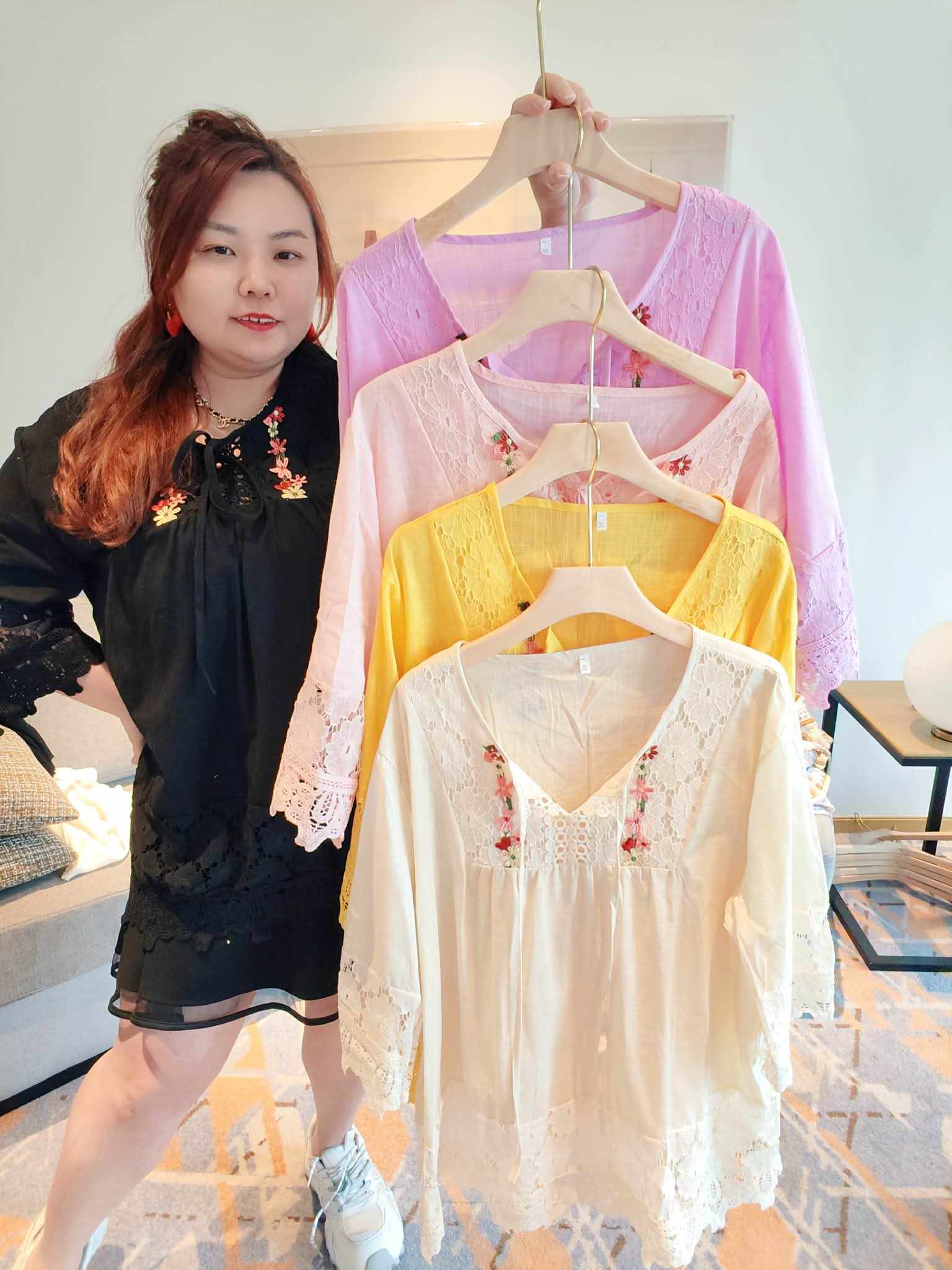 YCG08 8865 波希米亚刺绣蕾丝镂空上衣