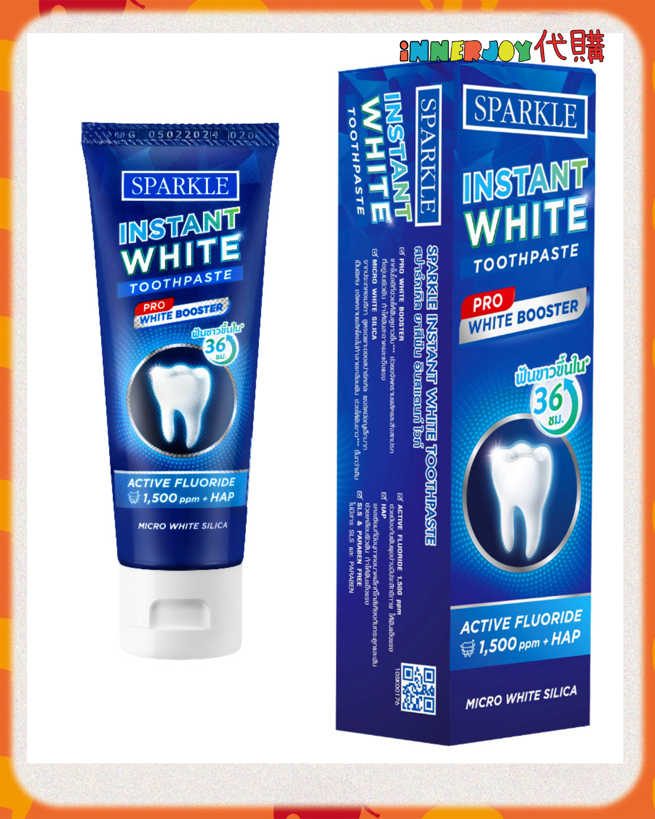 泰國現貨 | LingOrm - LingLing 口腔護理代言 Sparkle 瞬白牙膏 INSTANT WHITE ✨⚠️限香港地區下單⚠️ 美白牙齒功能