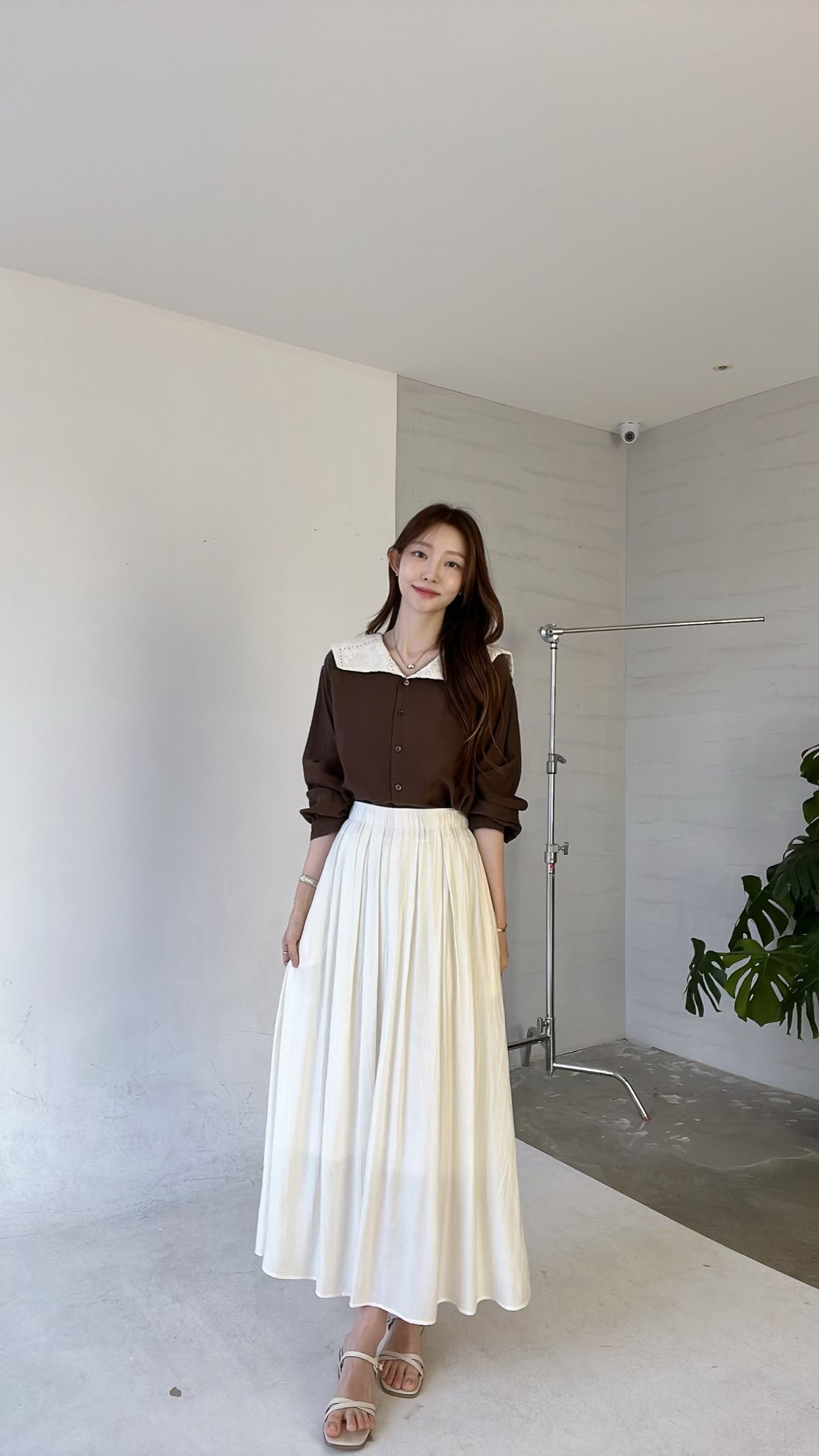 FV05 光澤感百摺SK (米白)