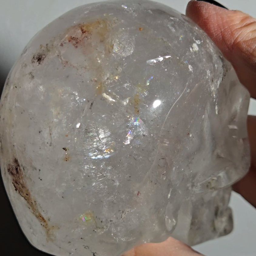 Clear quartz skull with rainbows - CQ49