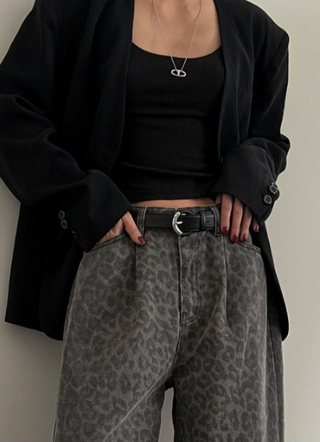 Half metal leather belt 