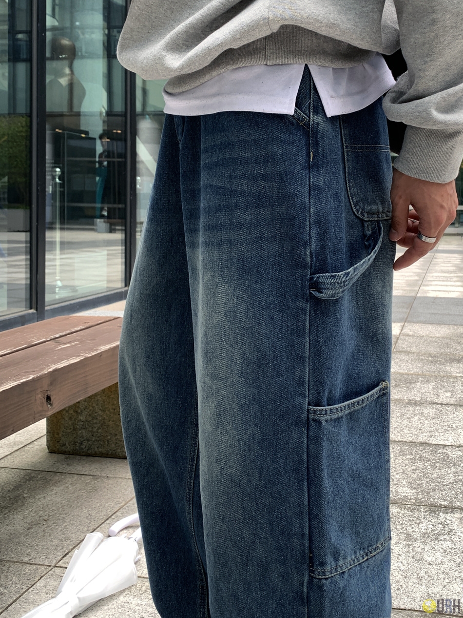 【100%保證韓國直送】型格洗水工裝闊腳牛仔褲 Nechis 002 Carpenter Denim RL114566