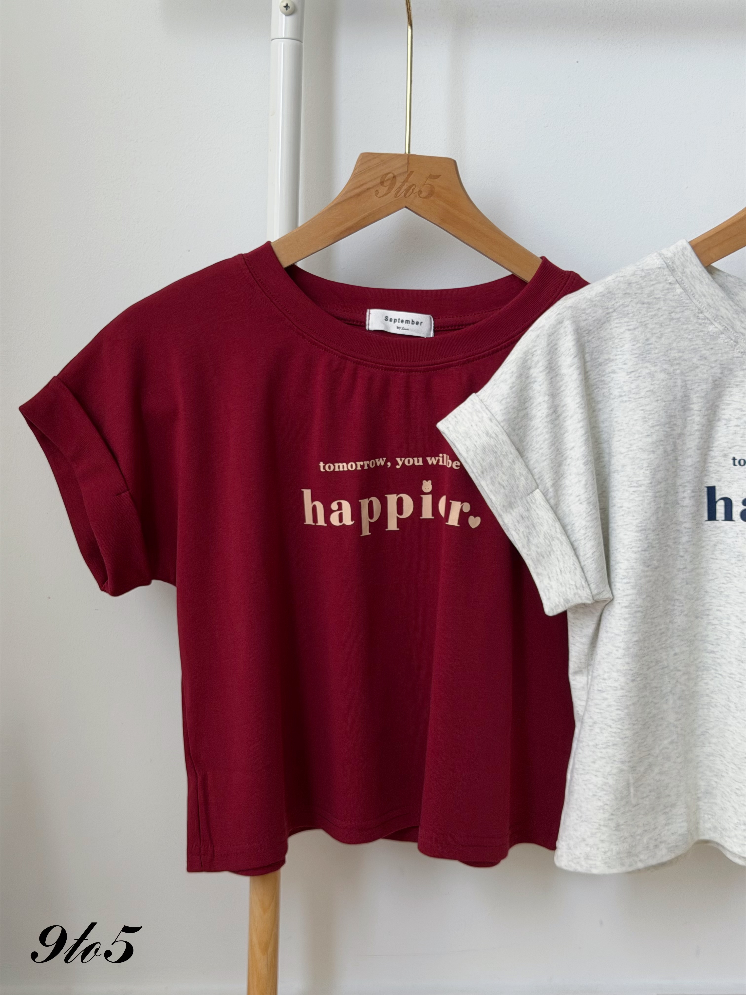 T4475 Cape Sleeve Wording Crop Tee - 4 Colors 