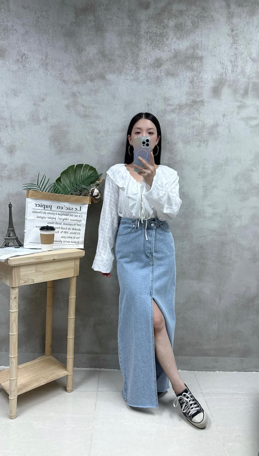 B19 線棉ruffle Top