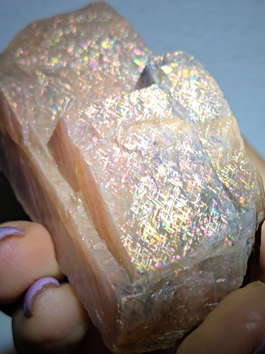 Raw rainbow lattice peach sunstone - SM54