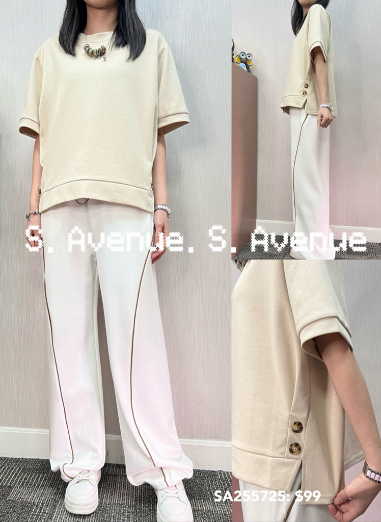 SA255725: 短袖側有鈕淨色tee