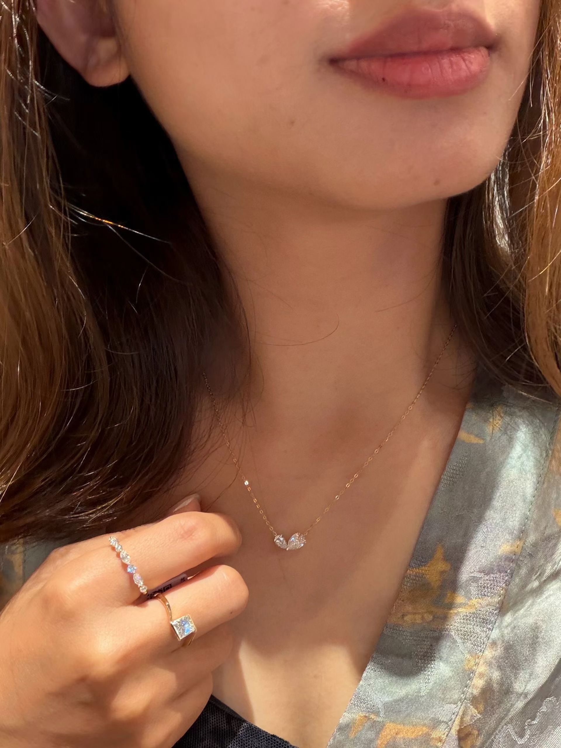 18K培育鑽石項鏈 D:0.81ct + d:0.32ct