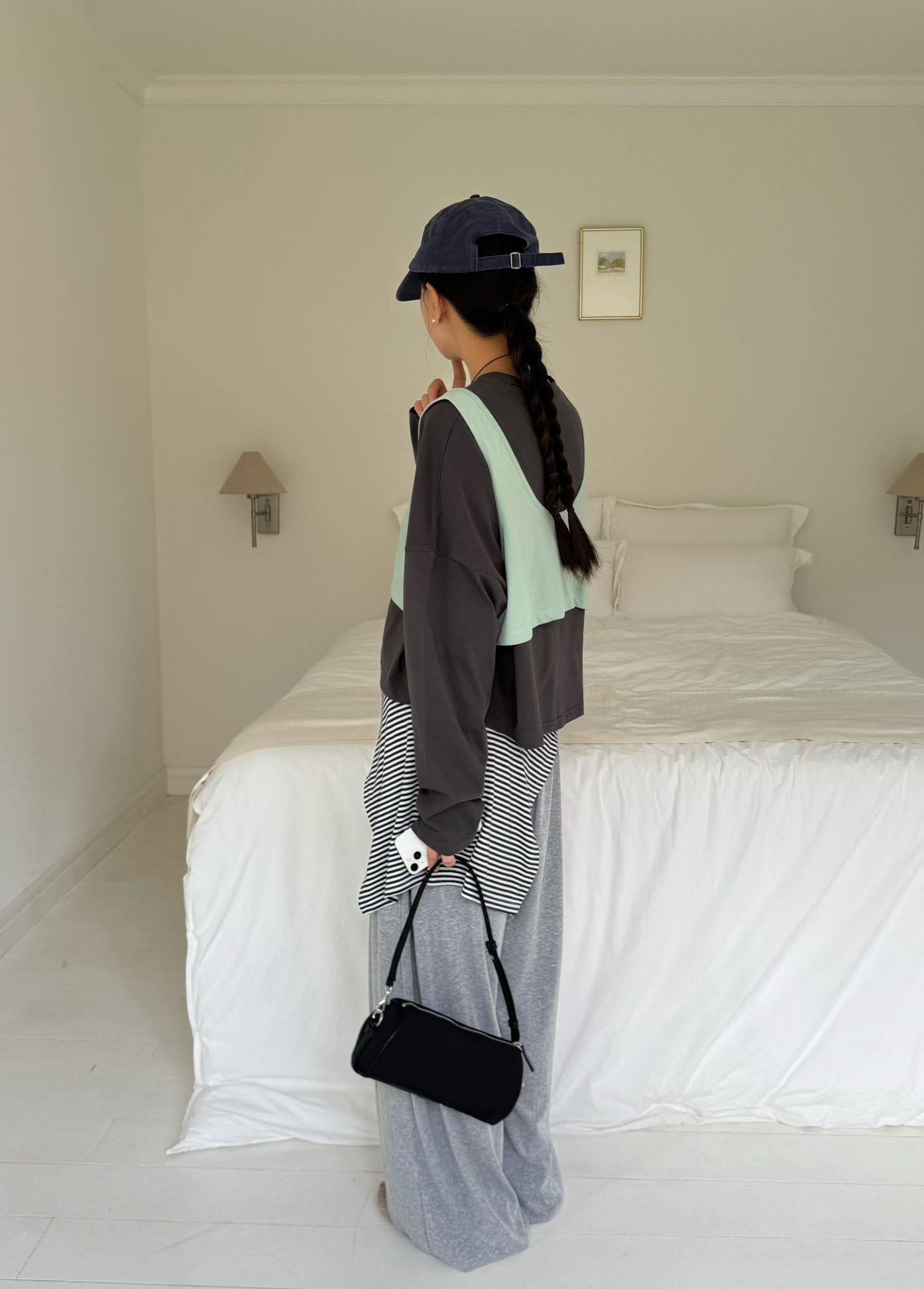 221576 撞色背心長袖set Tee