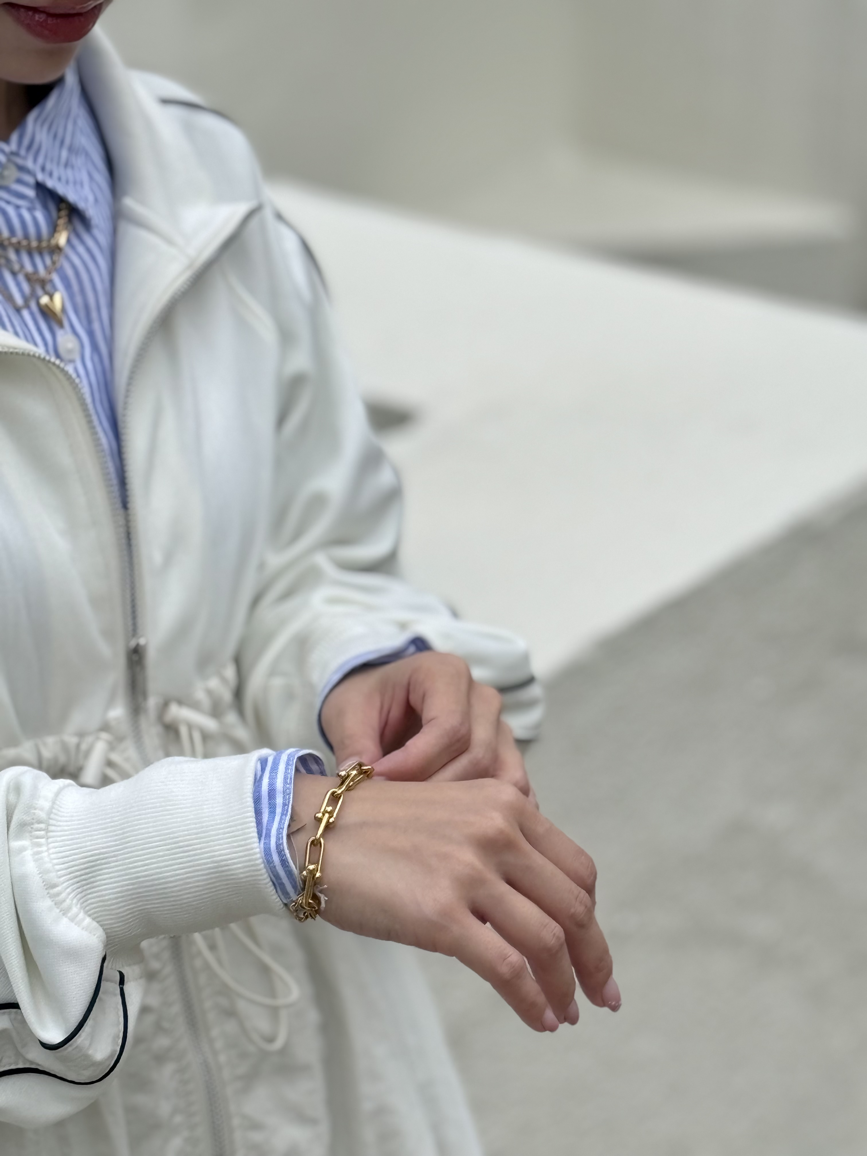 Gold clip stainless bracelet