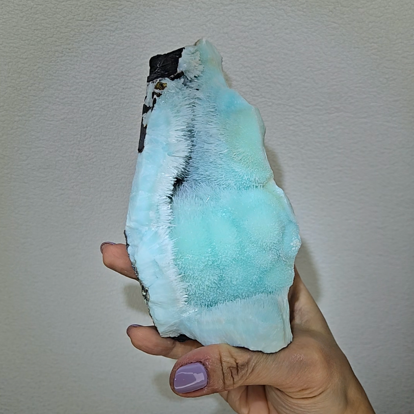 Blue aragonite cluster with bubble formations - AR59