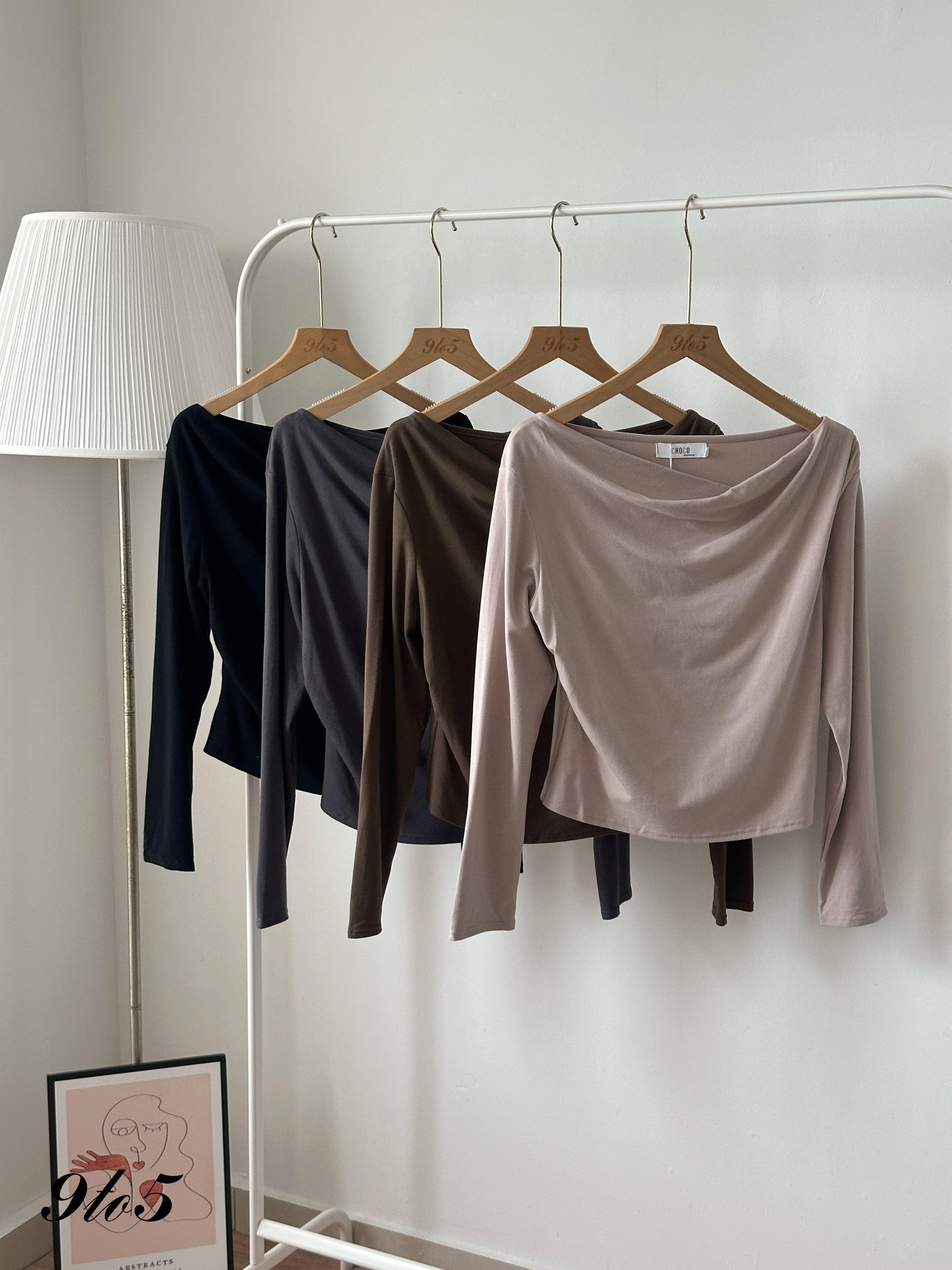 T4384 Ruched Boat Neck Top - 4 Colors 