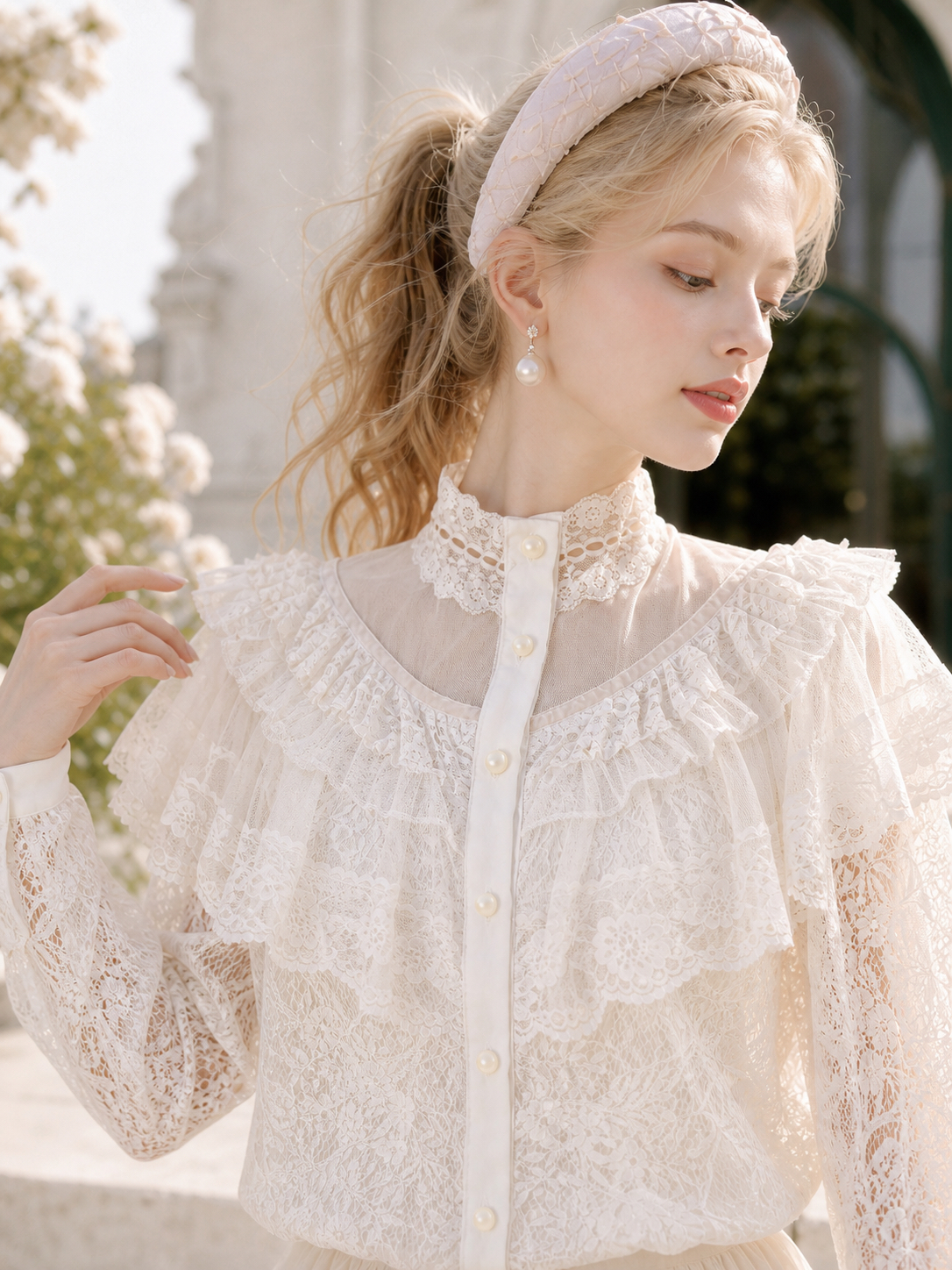 時光縫隙裡的白雪Angel Victoria Lace Blouse