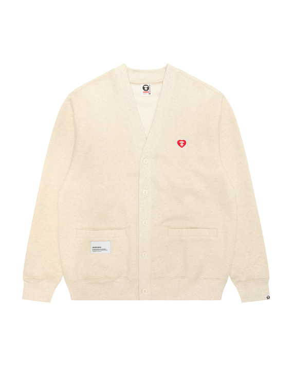 AAPE AAPENOW heart moonface embroidered cardigan (D381XBR)