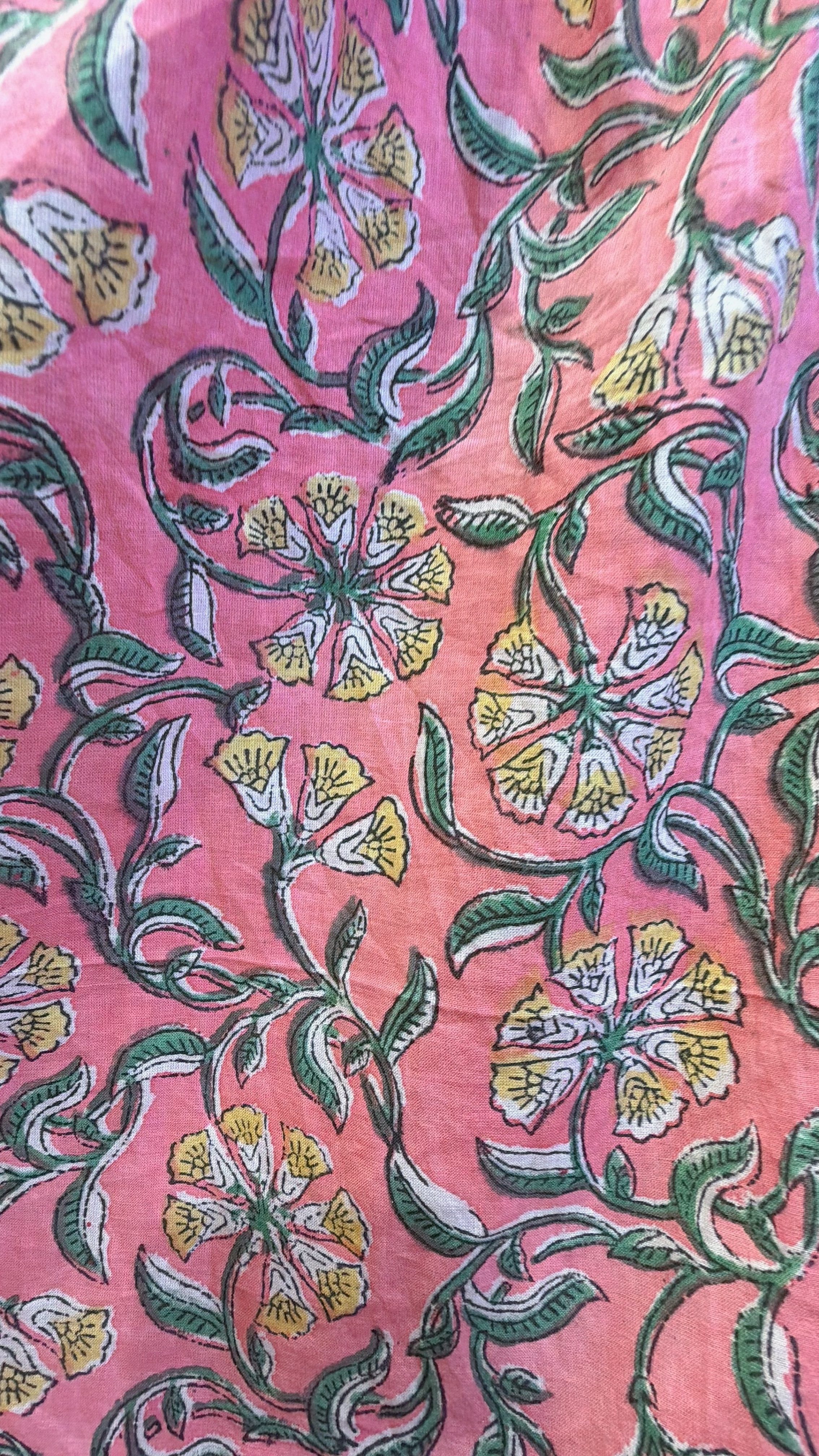 2343 Pink Floral Block Print SL OP 48"