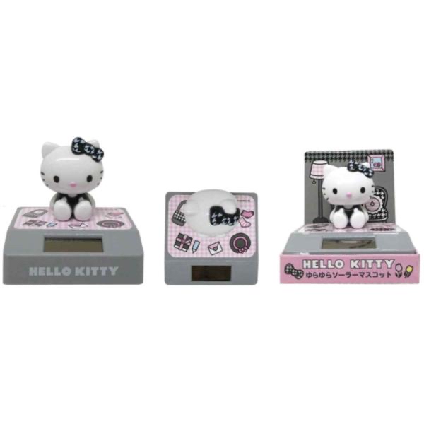 Hello kitty太陽能擺設（千鳥格黑色）