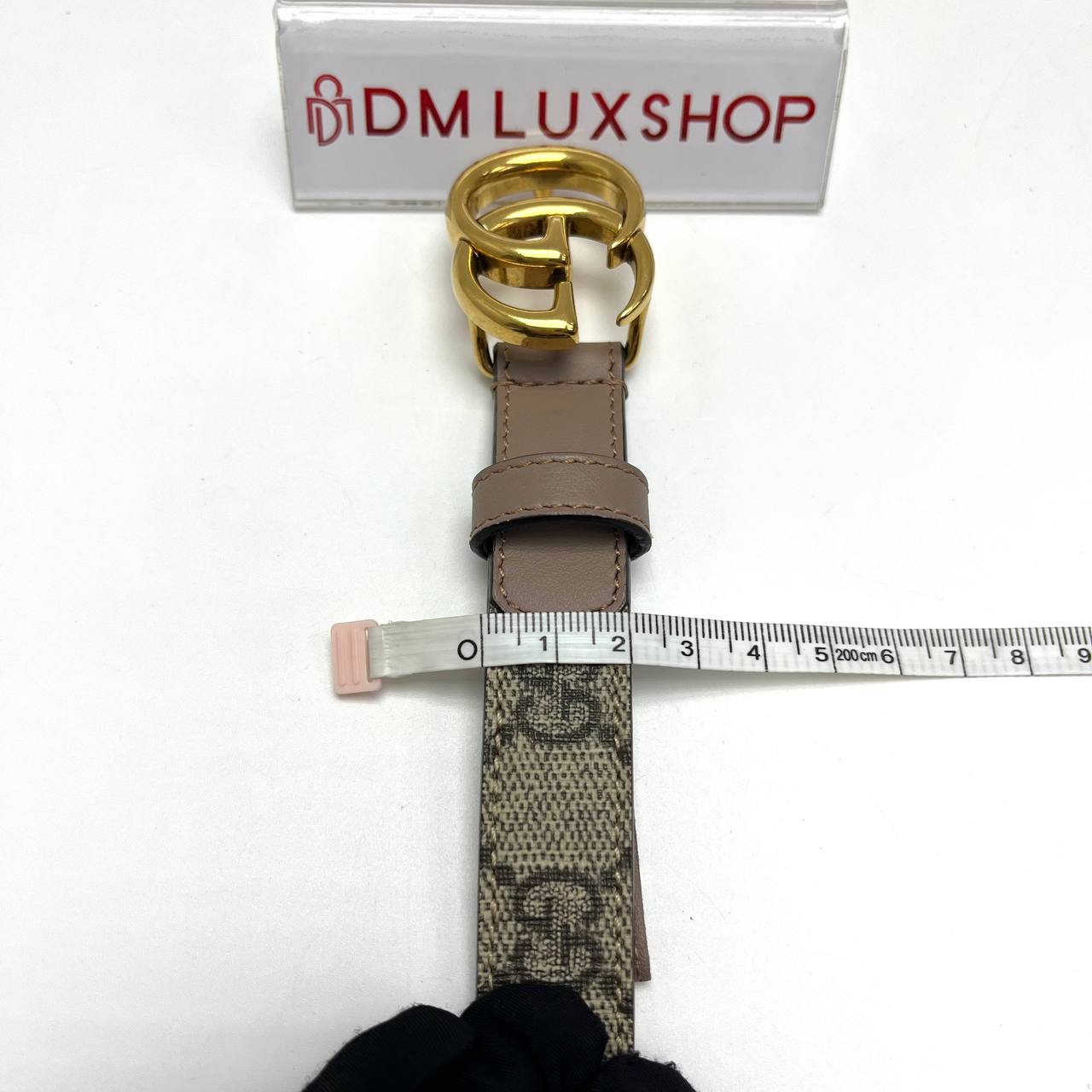 Gucci GG Supreme Marmont Nude Pink Belt GHW