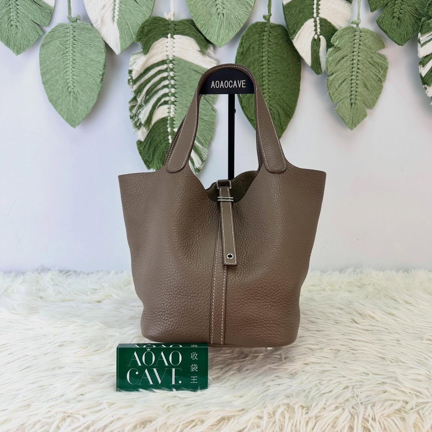 HERMES🤍PRE OWNED PICOTIN 22 大象灰銀扣菜籃子 U Stamp🤎