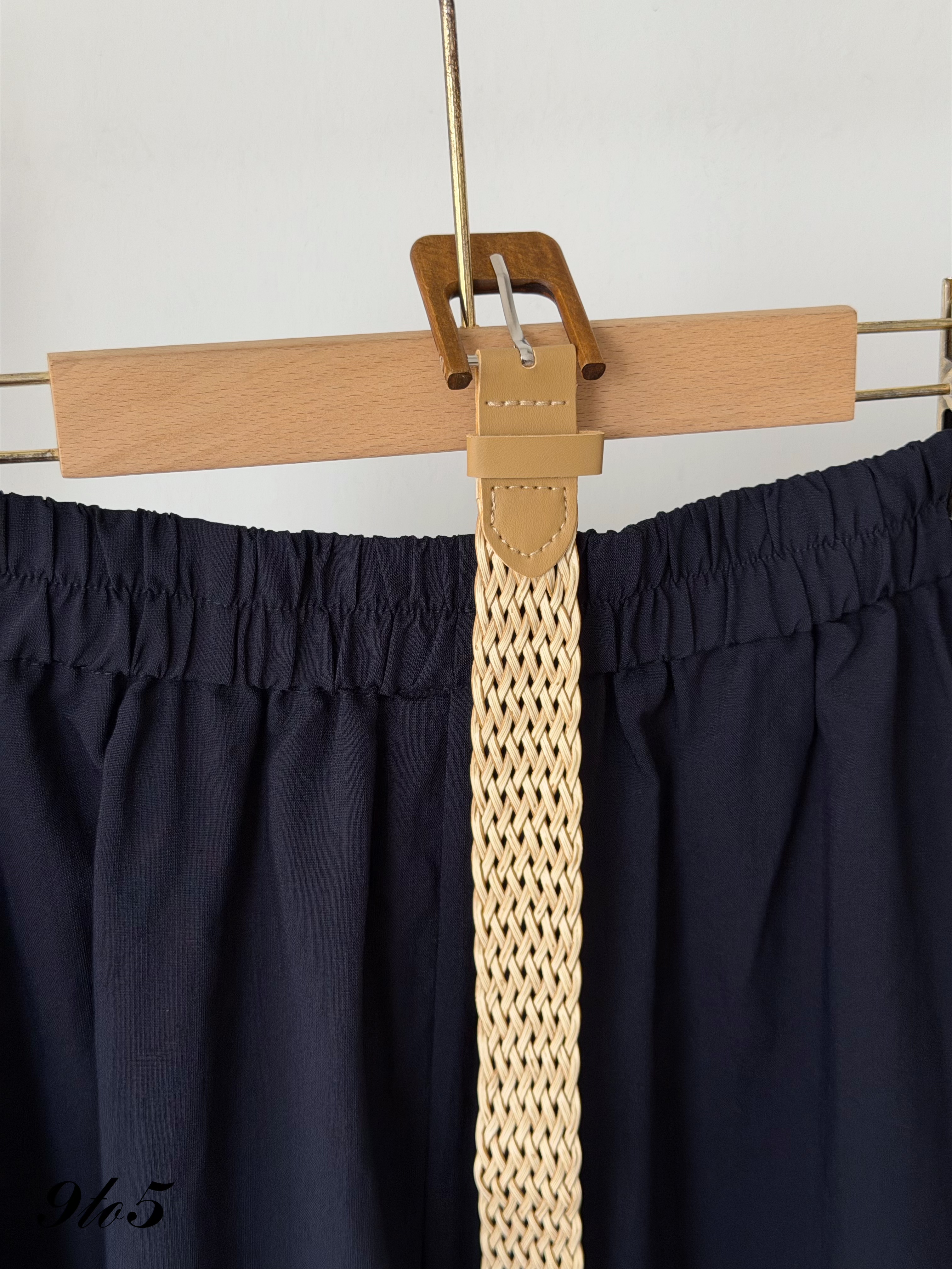 D2381 Fake Two-Pieces Matching Set - Brown & Navy