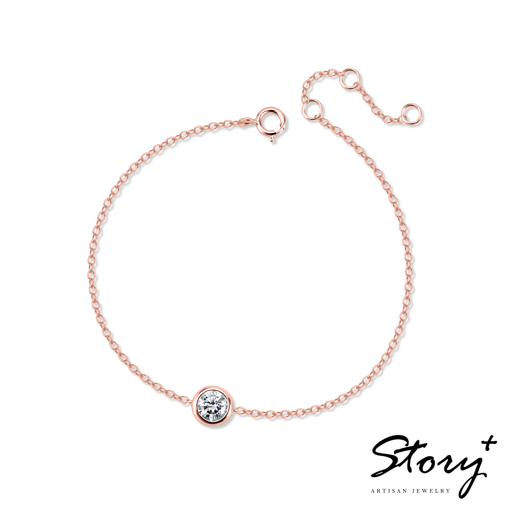 📦訂購 台灣限定 STORY 故事銀飾 簡愛單鑽莫桑石純銀手鏈