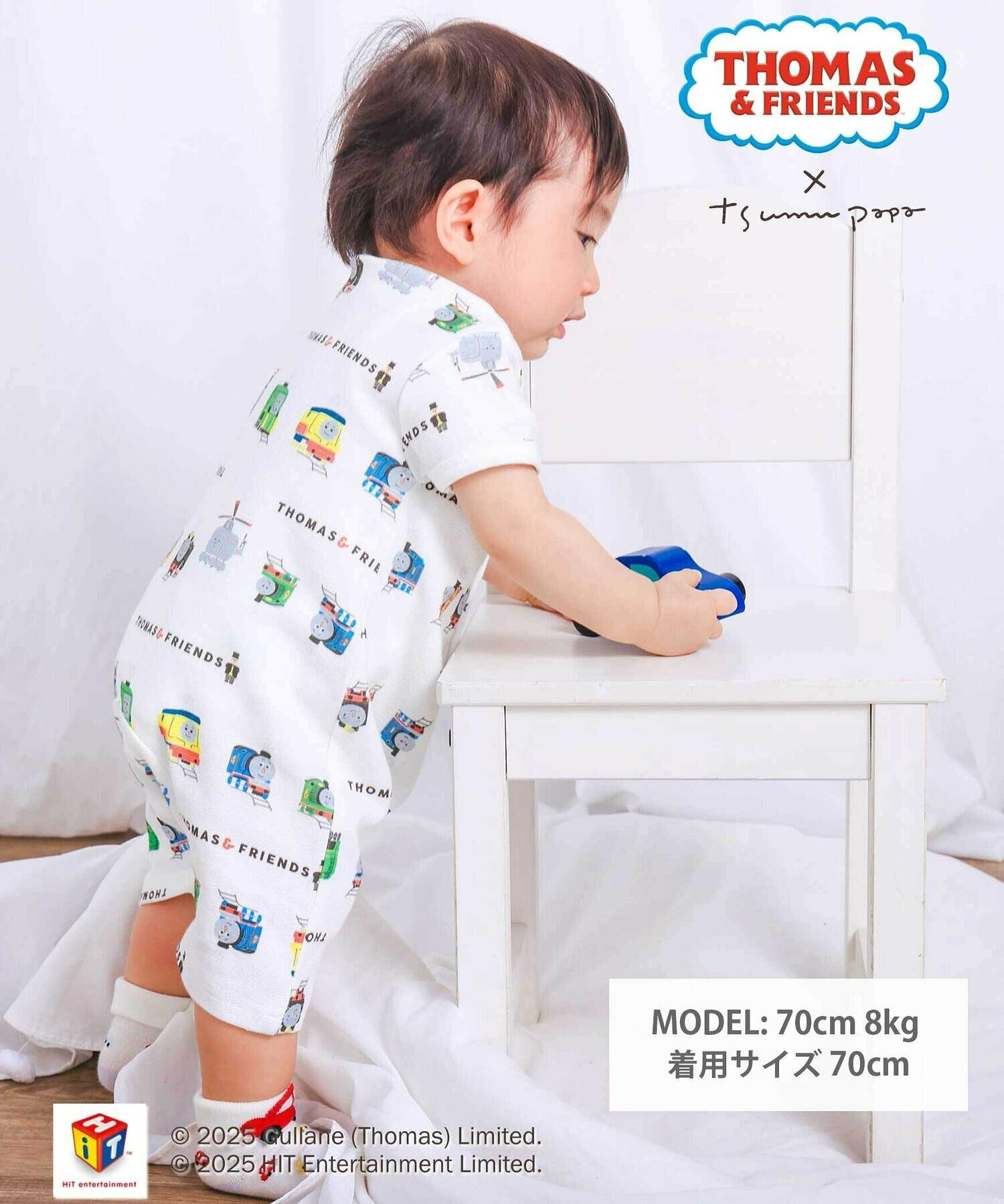 🇯🇵預訂 日本直送🇯🇵Slap Slip Baby x Thomas系列兩色小火車滿印口袋短袖連身服