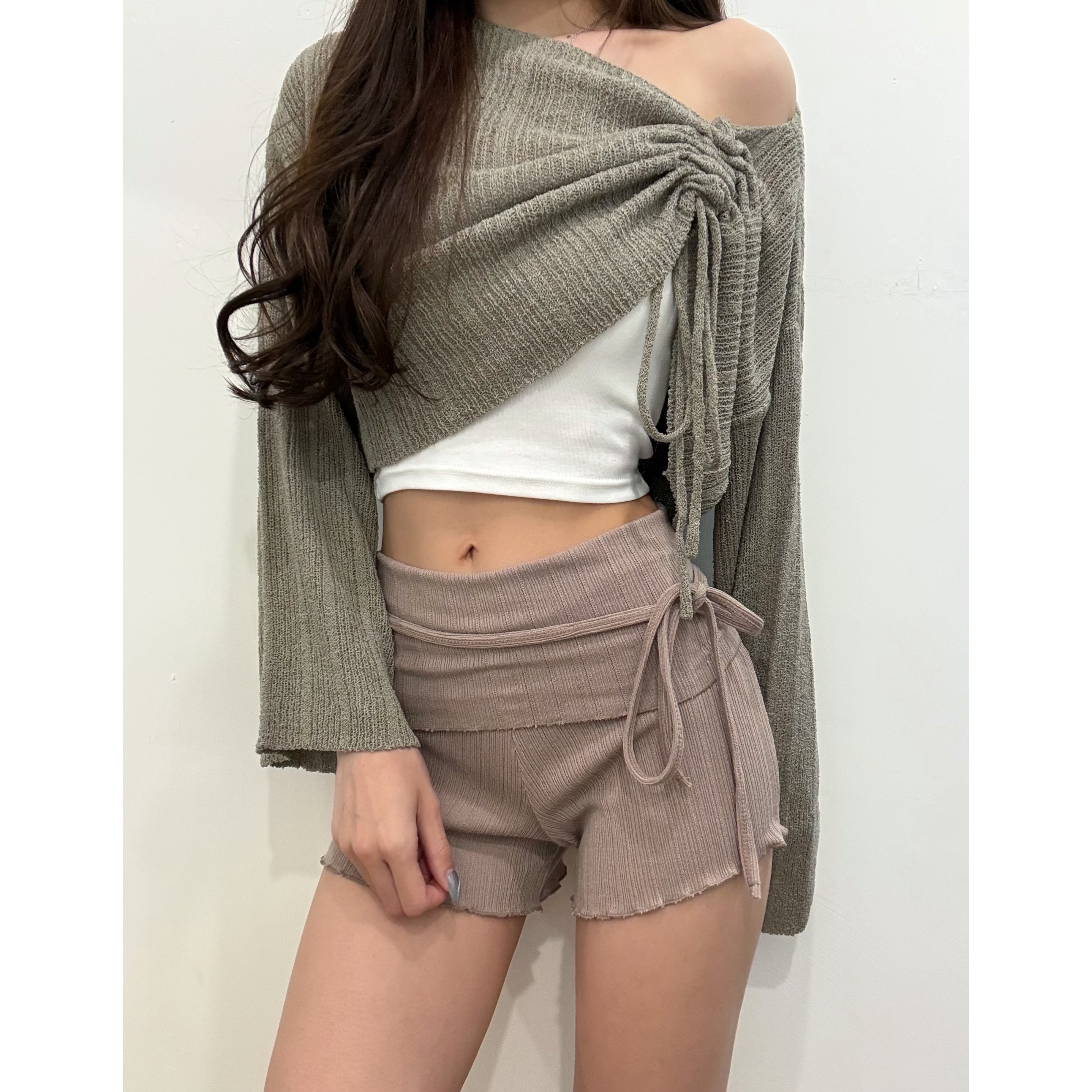 新品價5月22截💙2605T《DRAWSTRING KNIT CROP》