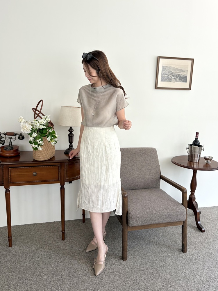 Odette Sheen Top (Silver Grey)