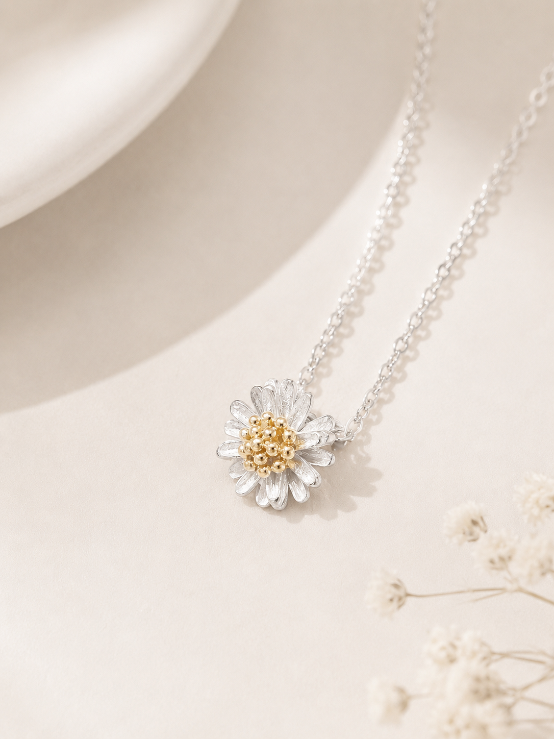 Korean Daisy Necklace Silver 925