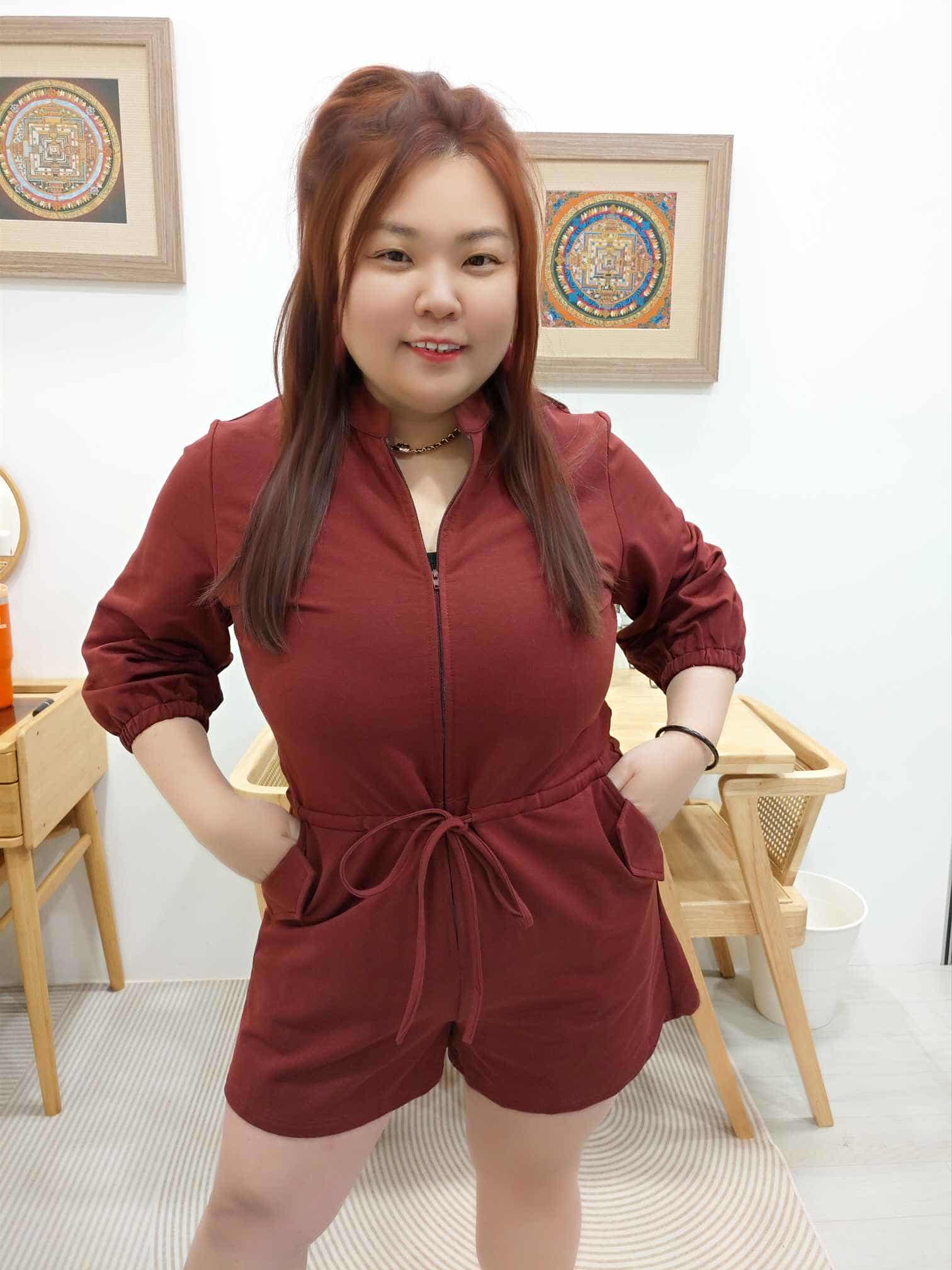 OTB02 LC8041 拉链中山领设计连体裤