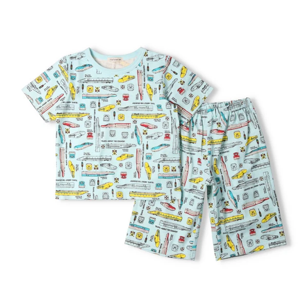 <🌟訂購🌟>Kids Foret新幹線100%錦短袖家居服