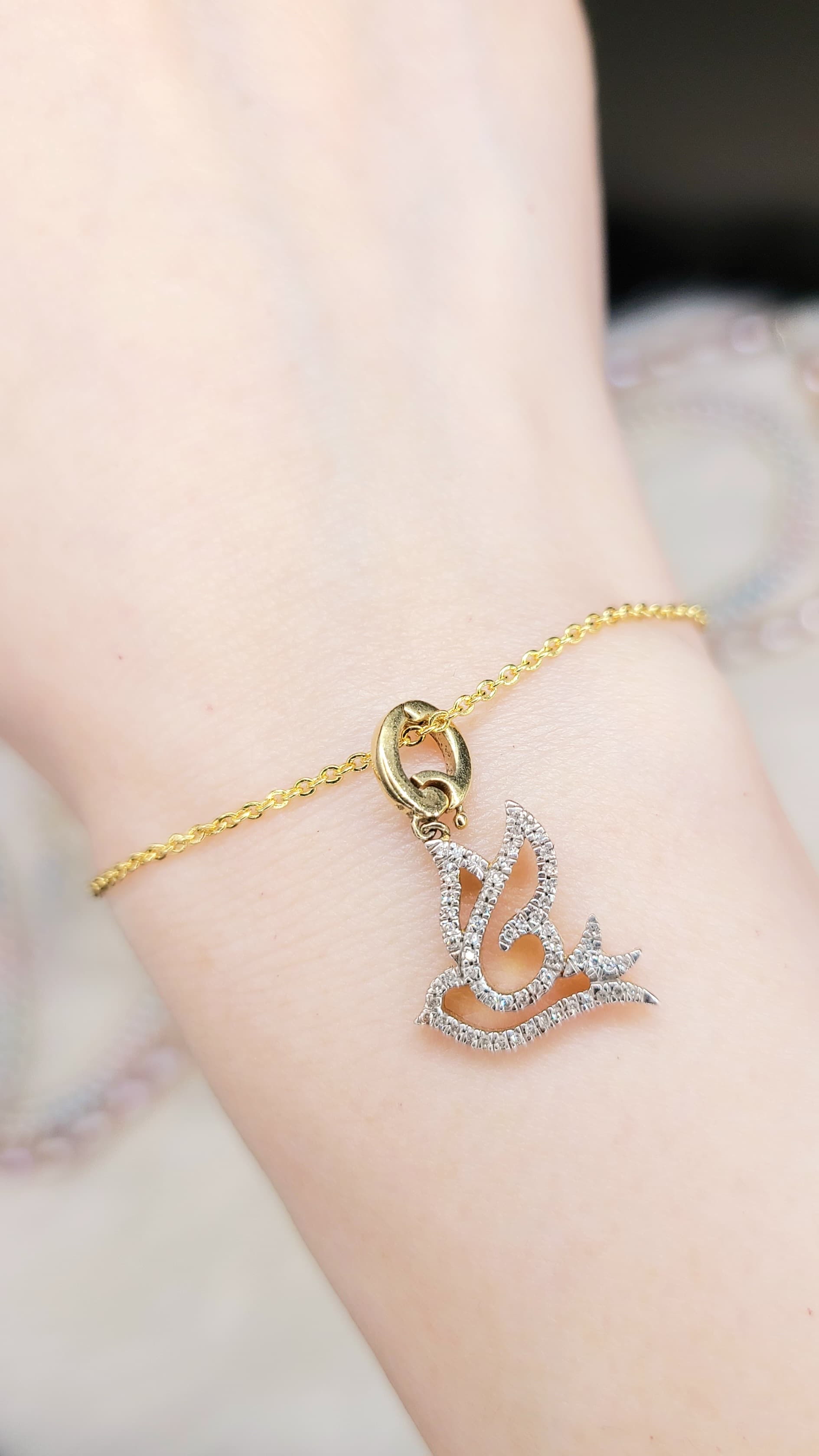 Ella Stein 鑽石白鴿純銀包金手鍊