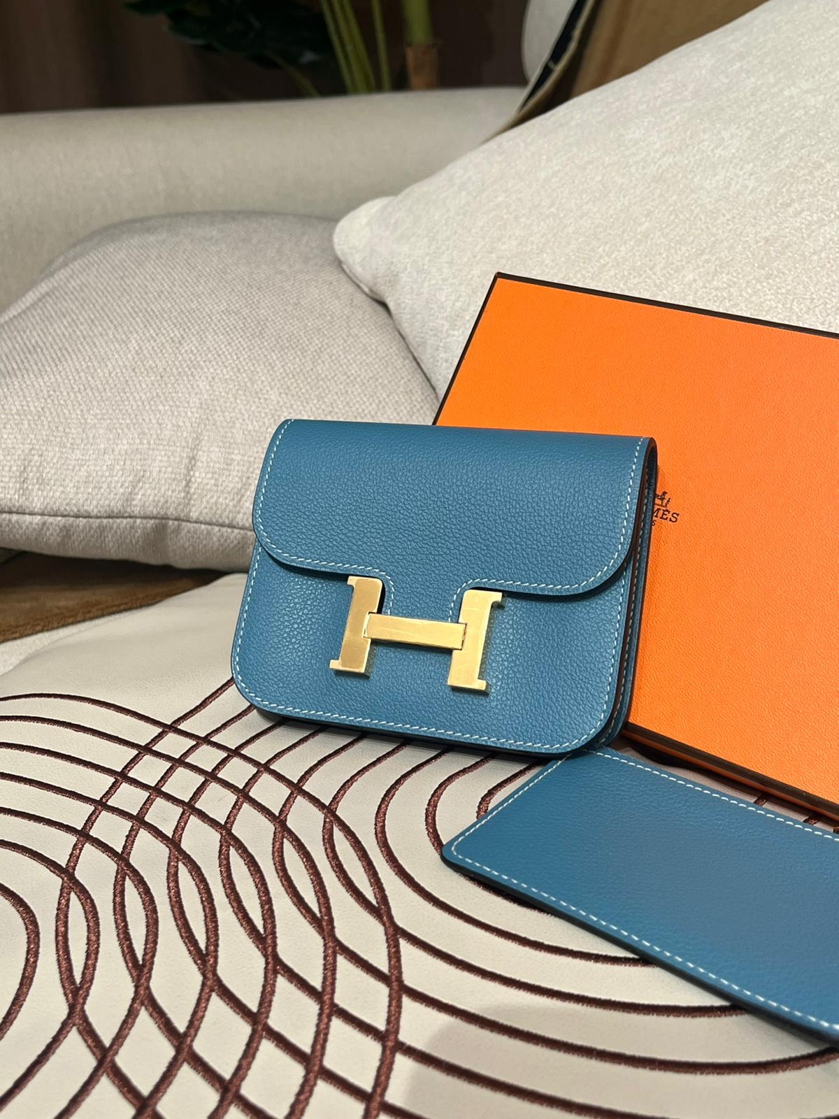 全新 Hermes constance slim wallet D2 Blue Jeans Evercolor Calfskin Wallet , 100%Authentic, 全新未使用品unused ✅box 
