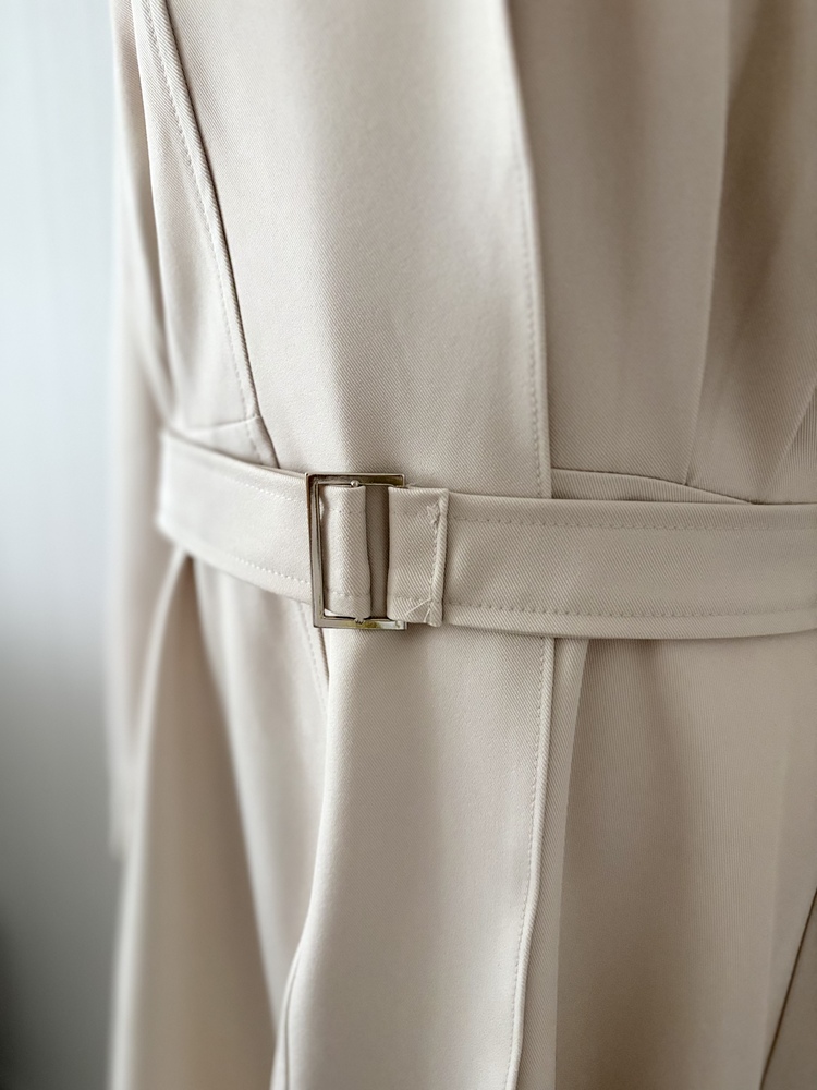 Classic Flared Trench Dress (Ivory)
