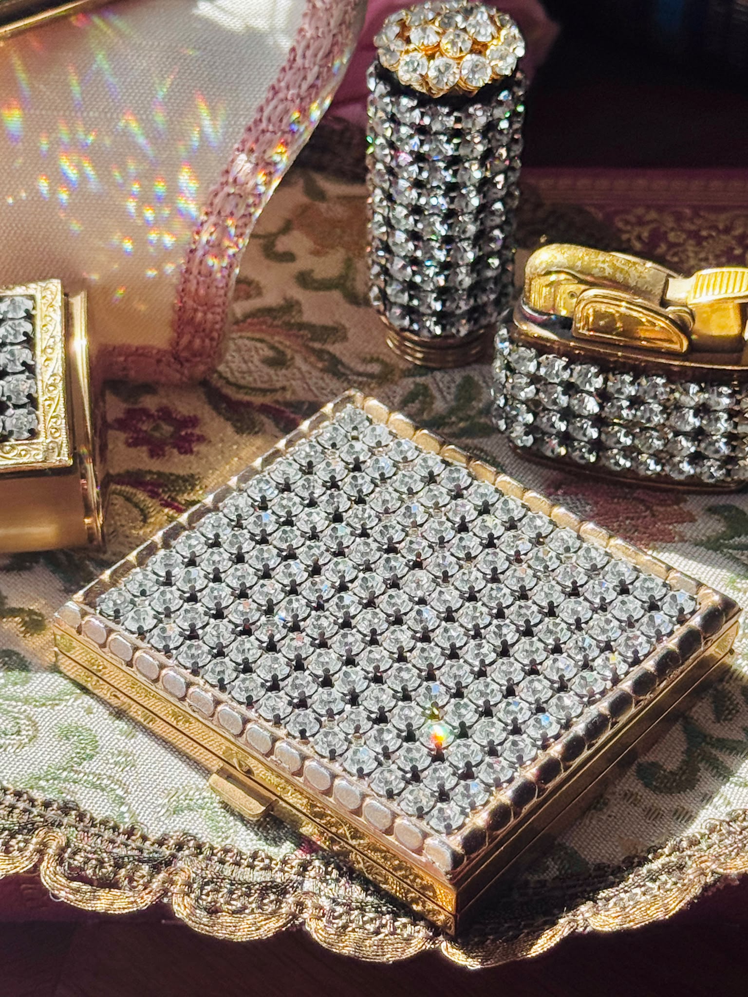 C.a. 1950s Sparkling Rhinestone-Studded Vanity Set of 4 or 5(MT2667)
