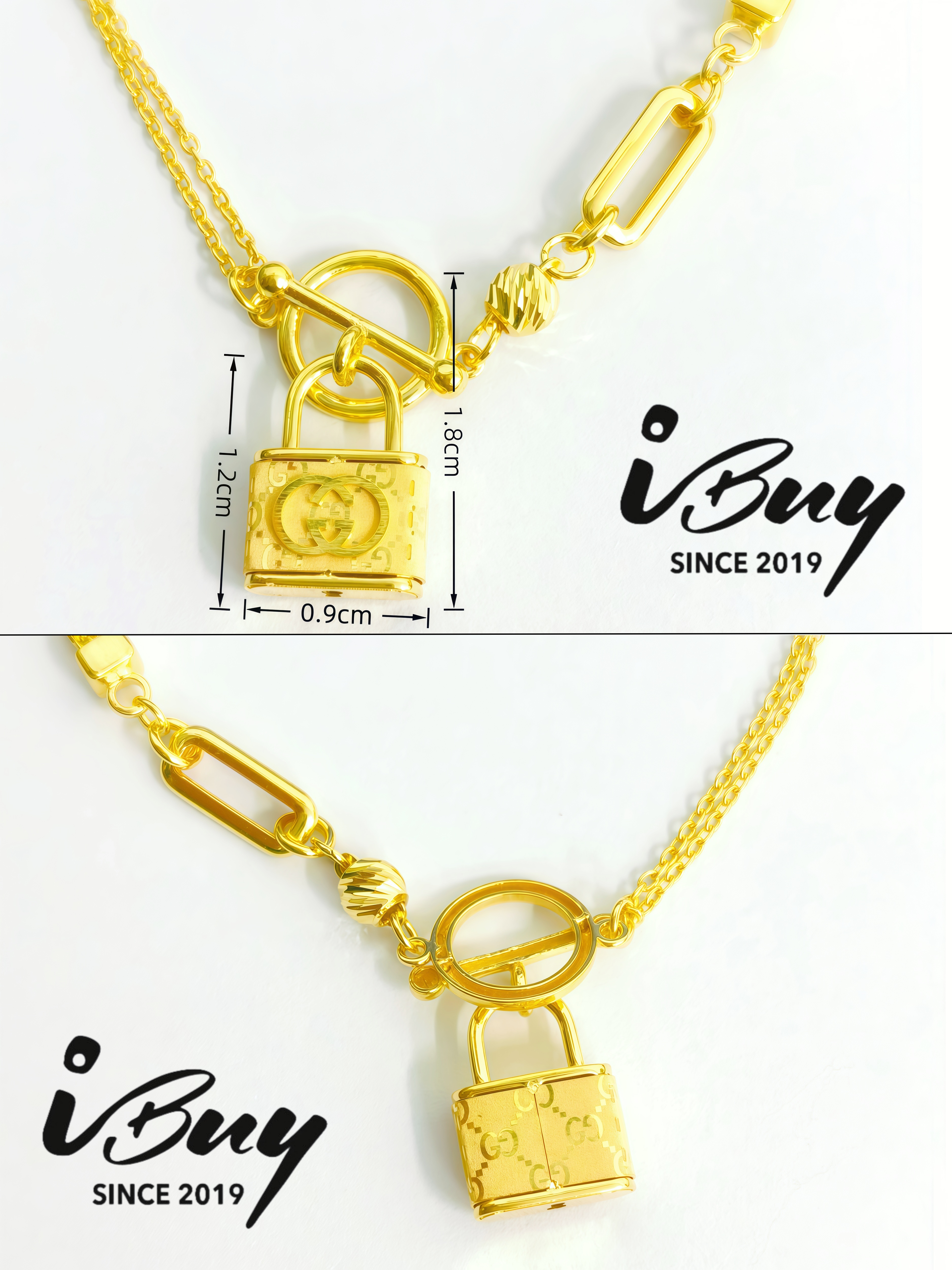 916 GOLD GC LOCK AB TYPE MILAN BRACELET 916 金 GC锁混搭手链