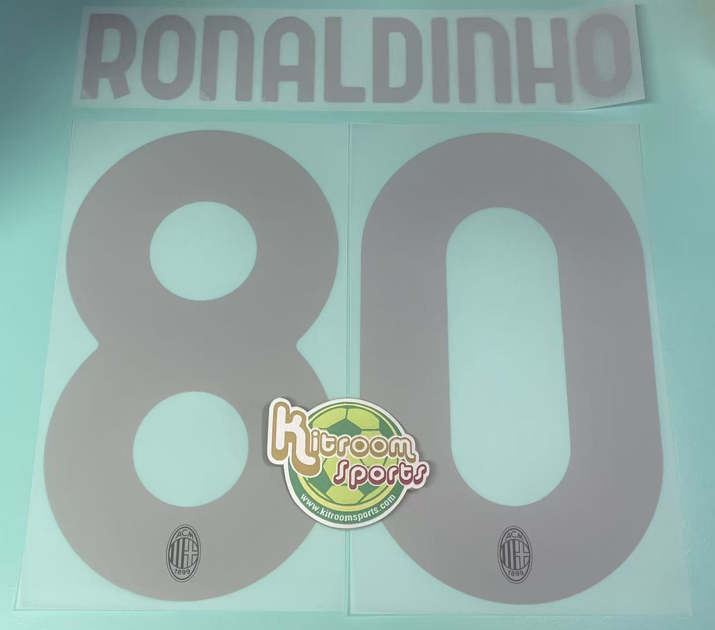 2023-24 Milan x Pleasures kit Black Nameset #80 RONALDINHO