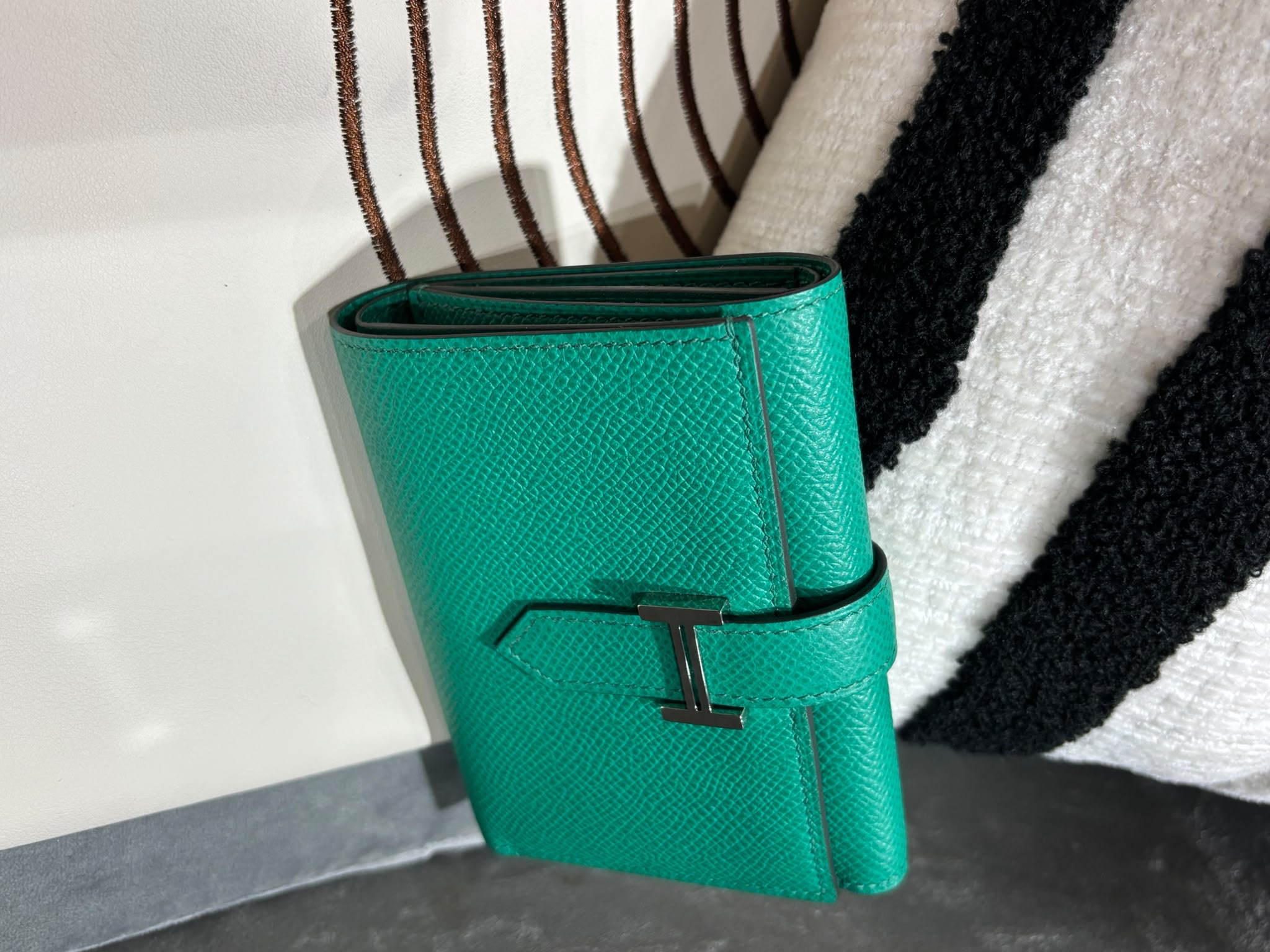 HERMES Bearn Compact Stamp Z Short Wallet Epsom Calfskin 牛皮帝王綠色 100%Authentic,98% new ✅box 