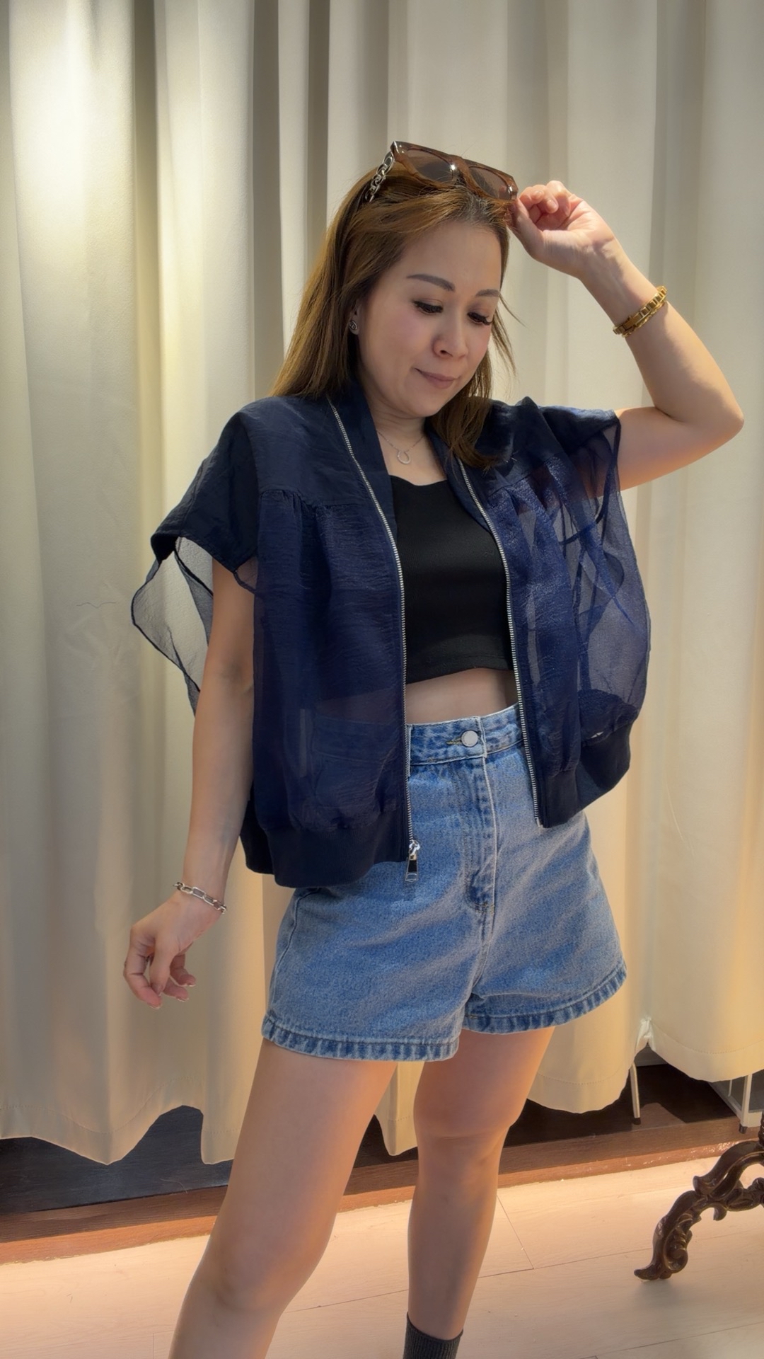 ⭐️new⭐️網紗拼接拉鍊外套