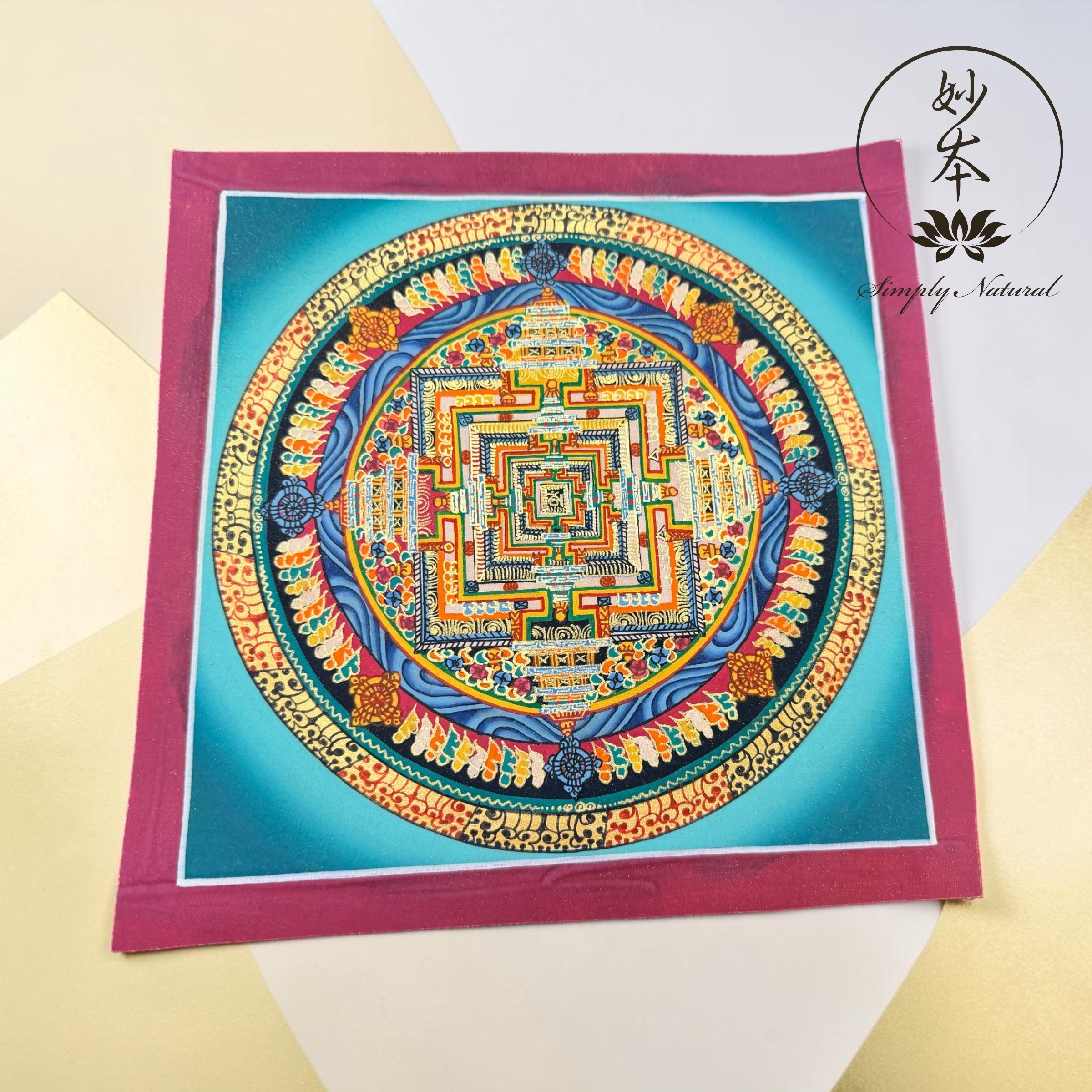 #33 尼泊爾三大廟加持手繪唐卡～OM 字 大約20cm