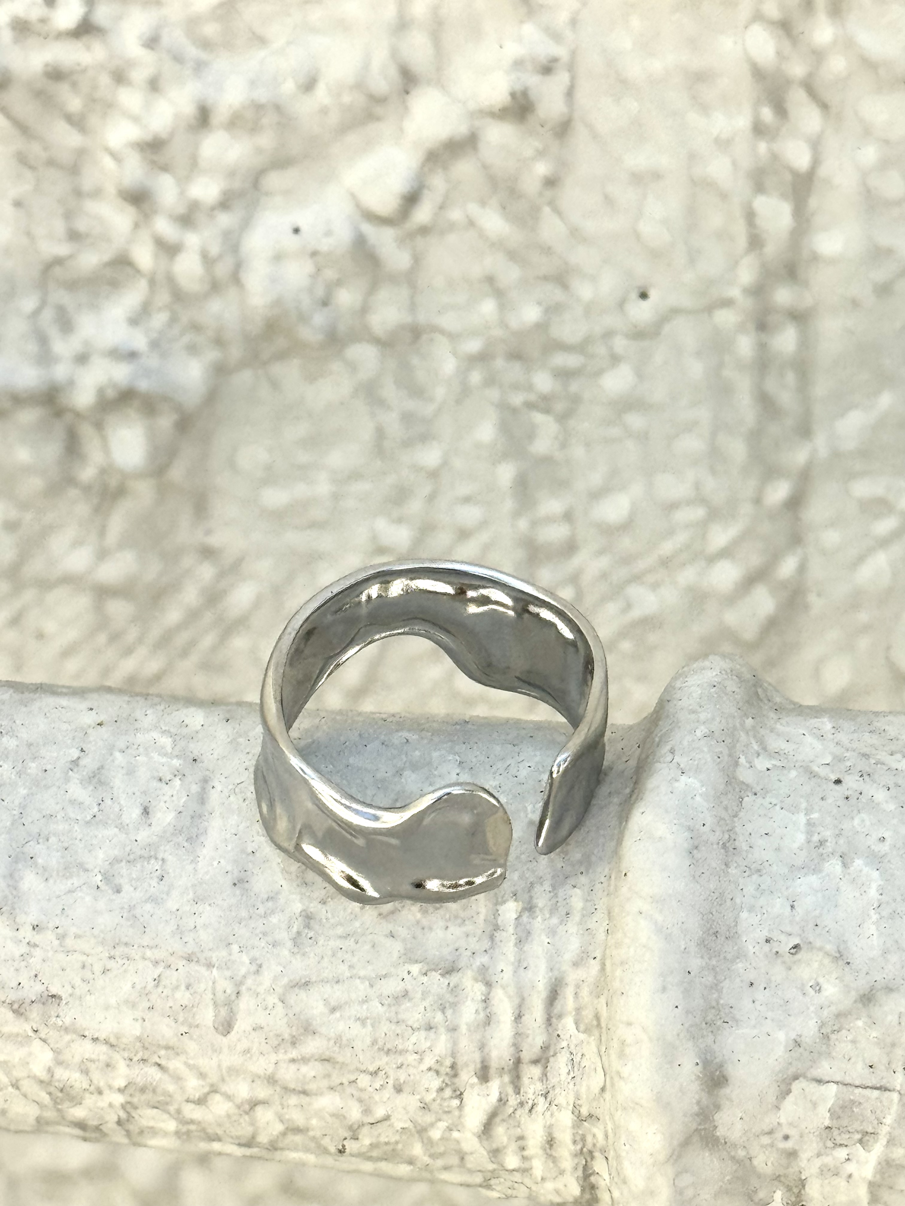 Sliver irregular stainless ring