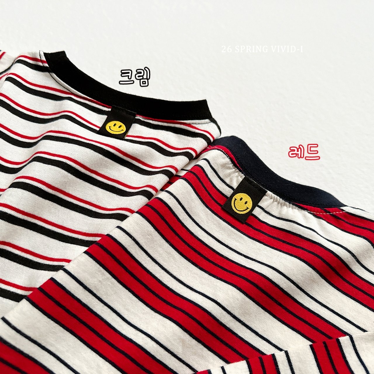 🌸預訂 韓國直送🌸🇰🇷VIVIDI兩色微笑標籤條紋寬鬆長袖上衣