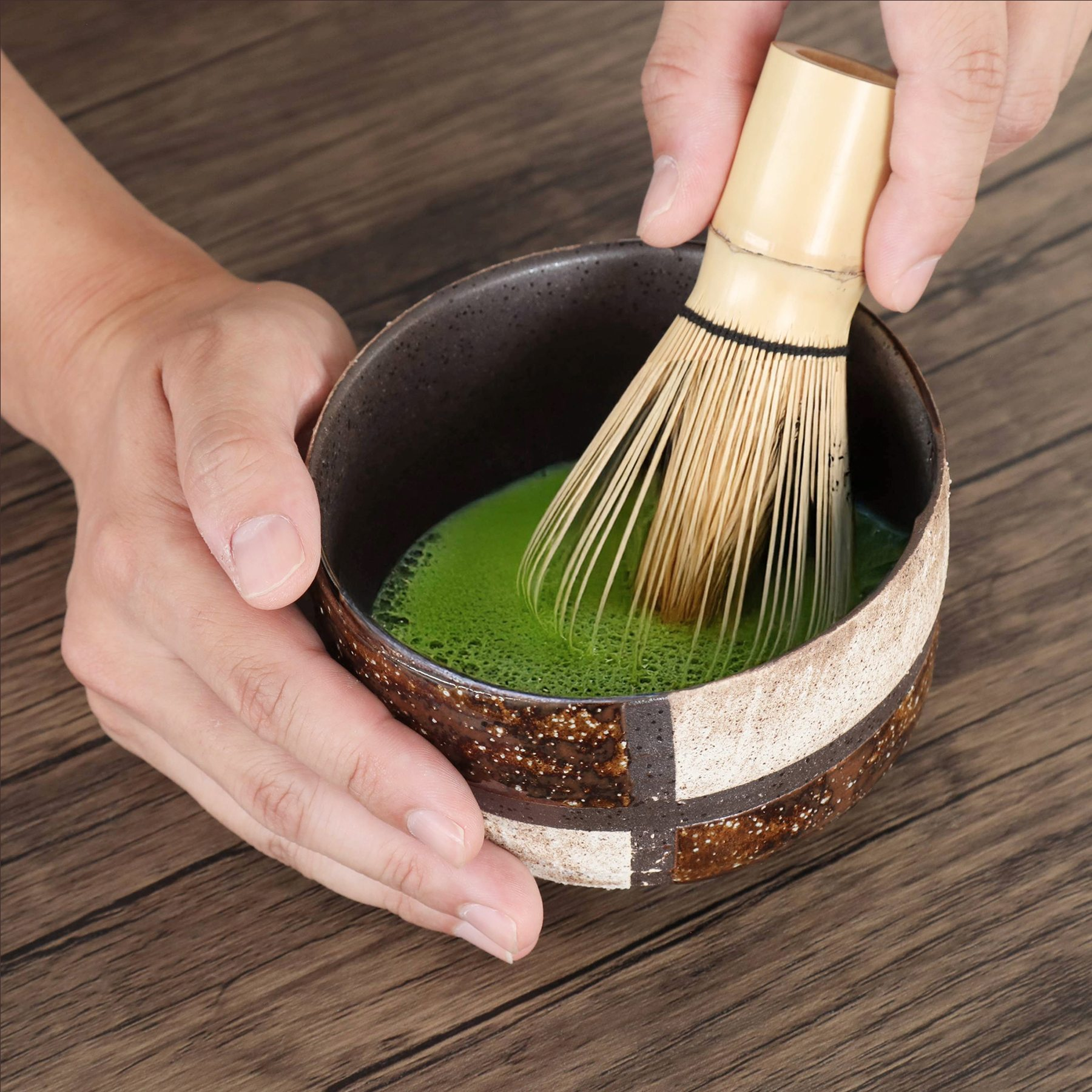 【靜心必備】日本製美濃燒抹茶碗、茶筅、茶勺 - 三件套裝