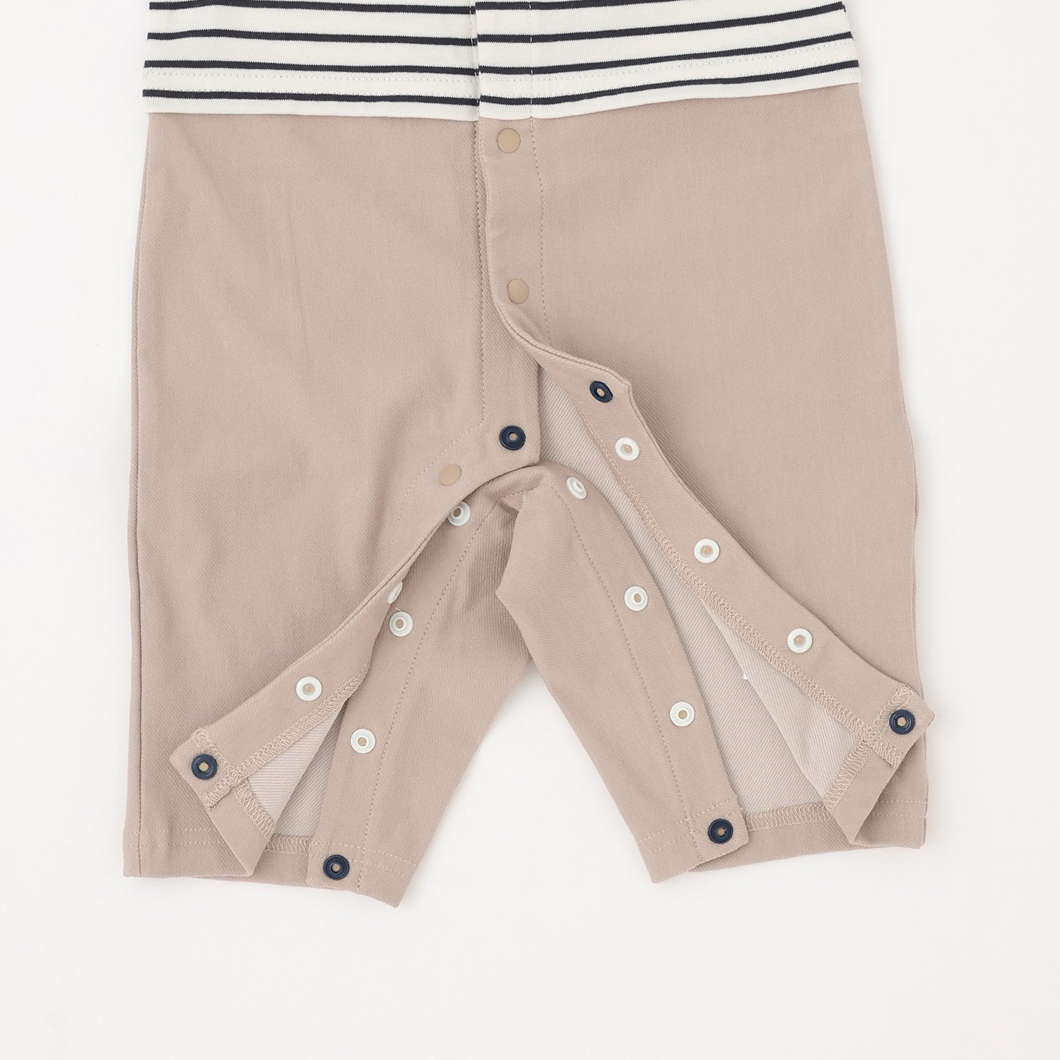 🇯🇵預訂 日本直送🇯🇵Petit Main x TeddyBear 兩色小熊刺繡水手領假兩件條紋長袖連身服