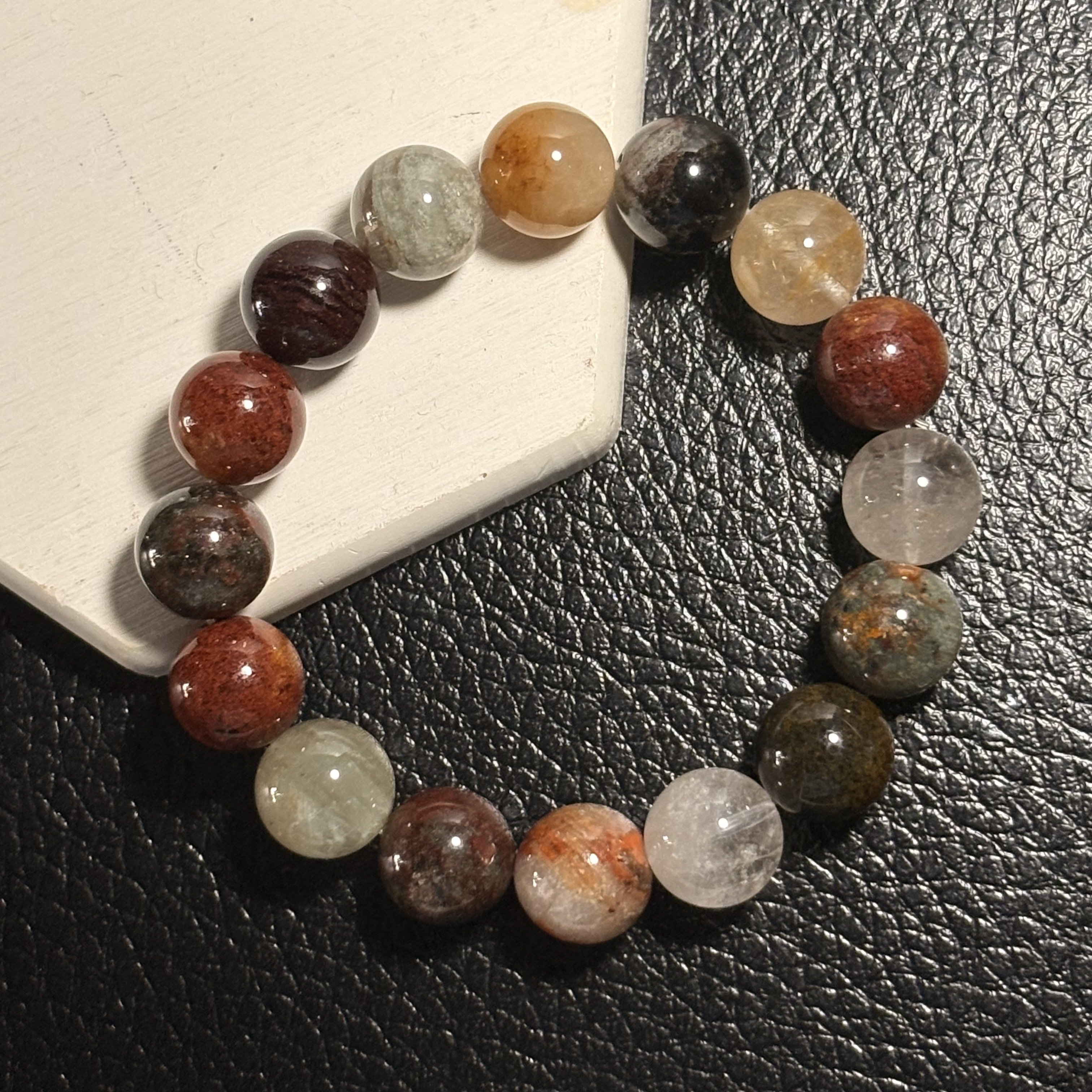 四季幽靈（彩幽靈）水晶手串 Flower Phantom Quartz No.4574丨13 mm珠17cm手圍