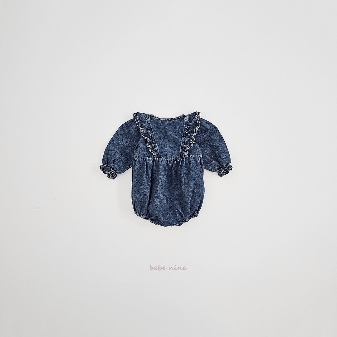 🌸預訂 韓國直送🌸🇰🇷Bebenine兩色荷葉邊牛仔長袖包屁衣