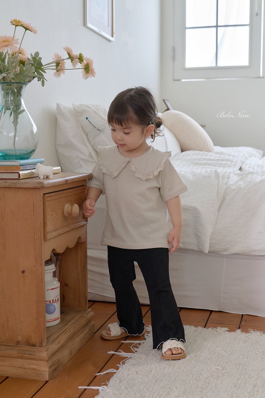 ☀️預訂 韓國直送☀️🇰🇷Bebenine三色荷葉邊翻領純棉短袖上衣