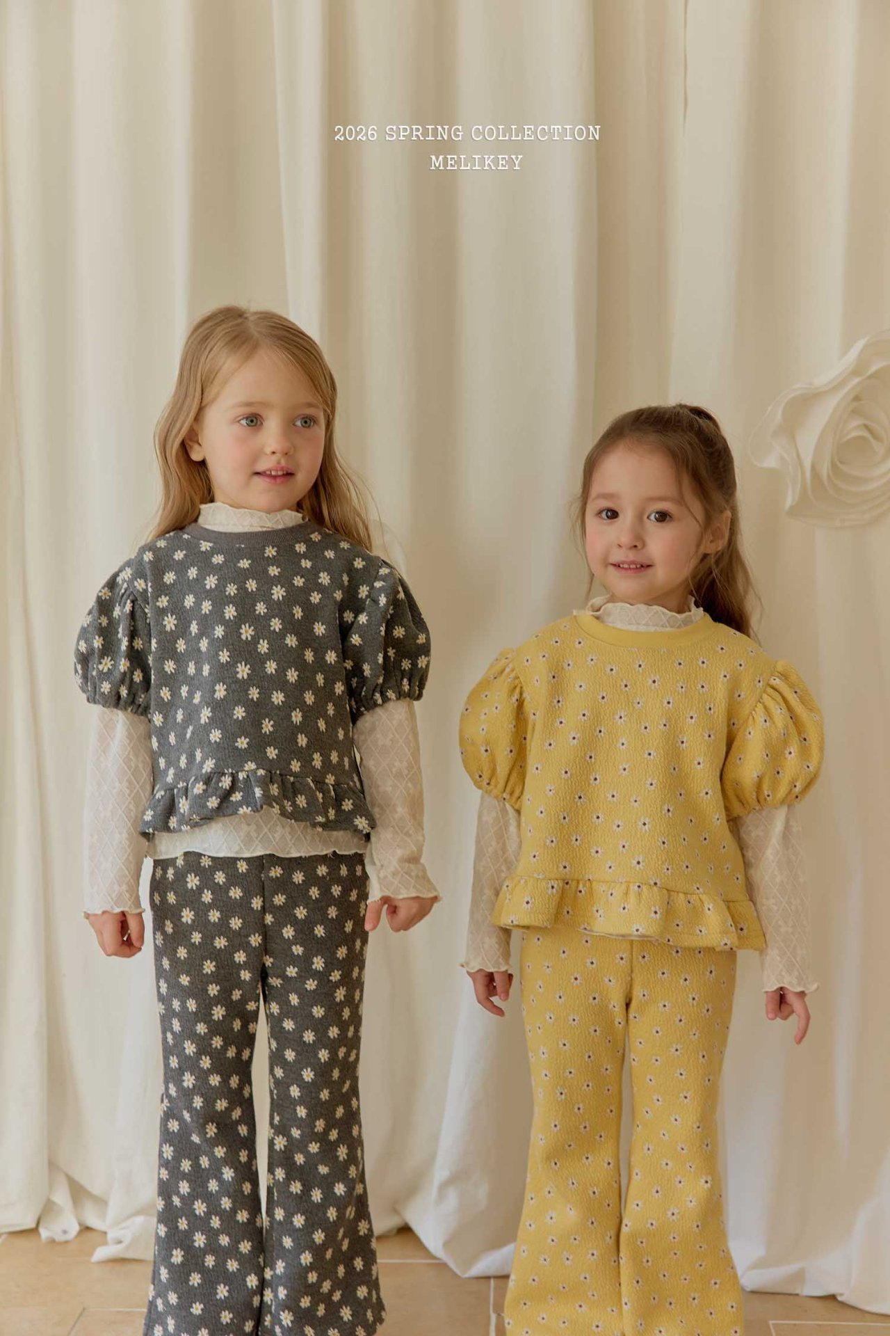 花花 Top (內搭需另配) / 花花長褲 / 蝴蝶結扣針